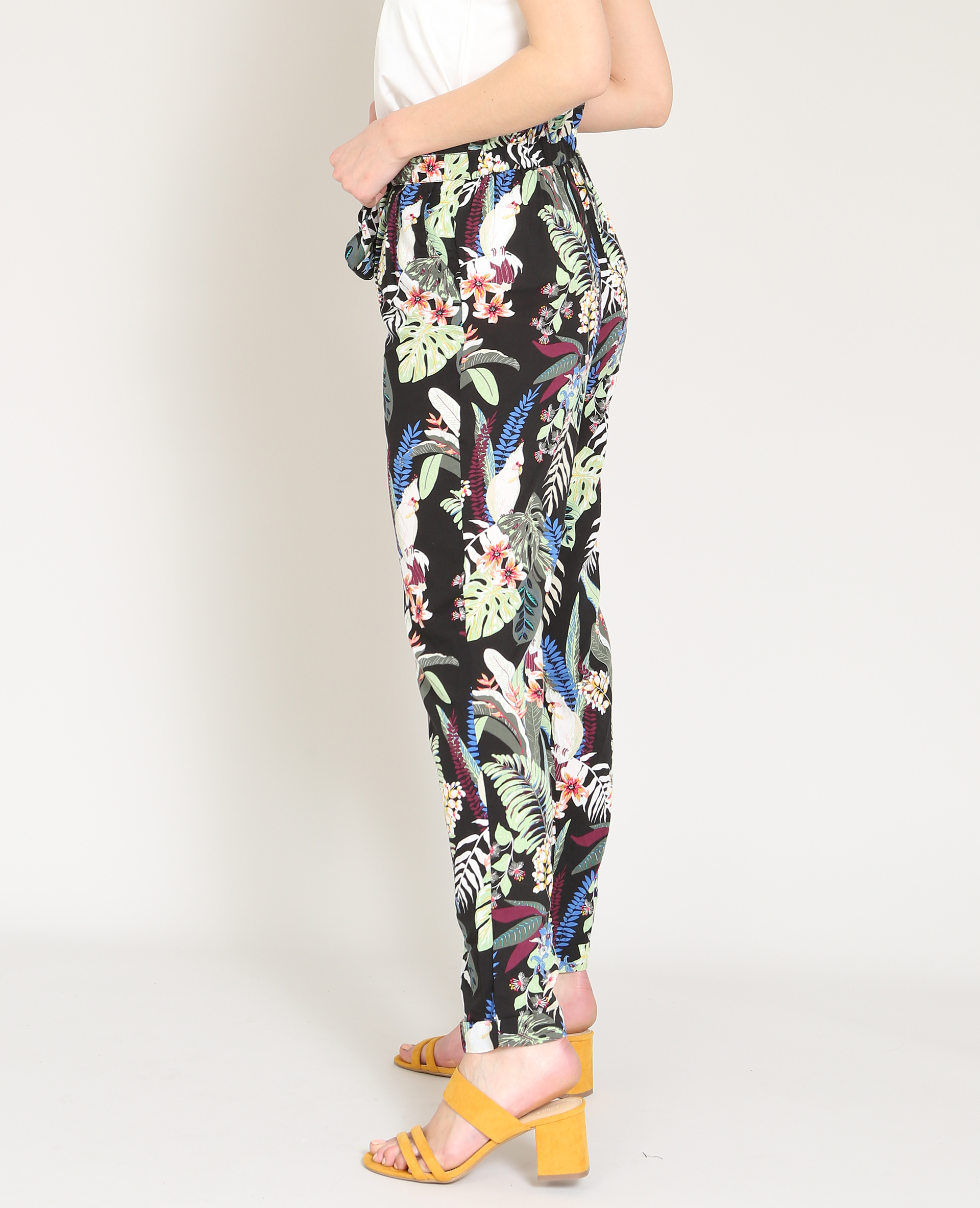 Pantalon Fluide Imprime Noir 140637899e0a Pimkie