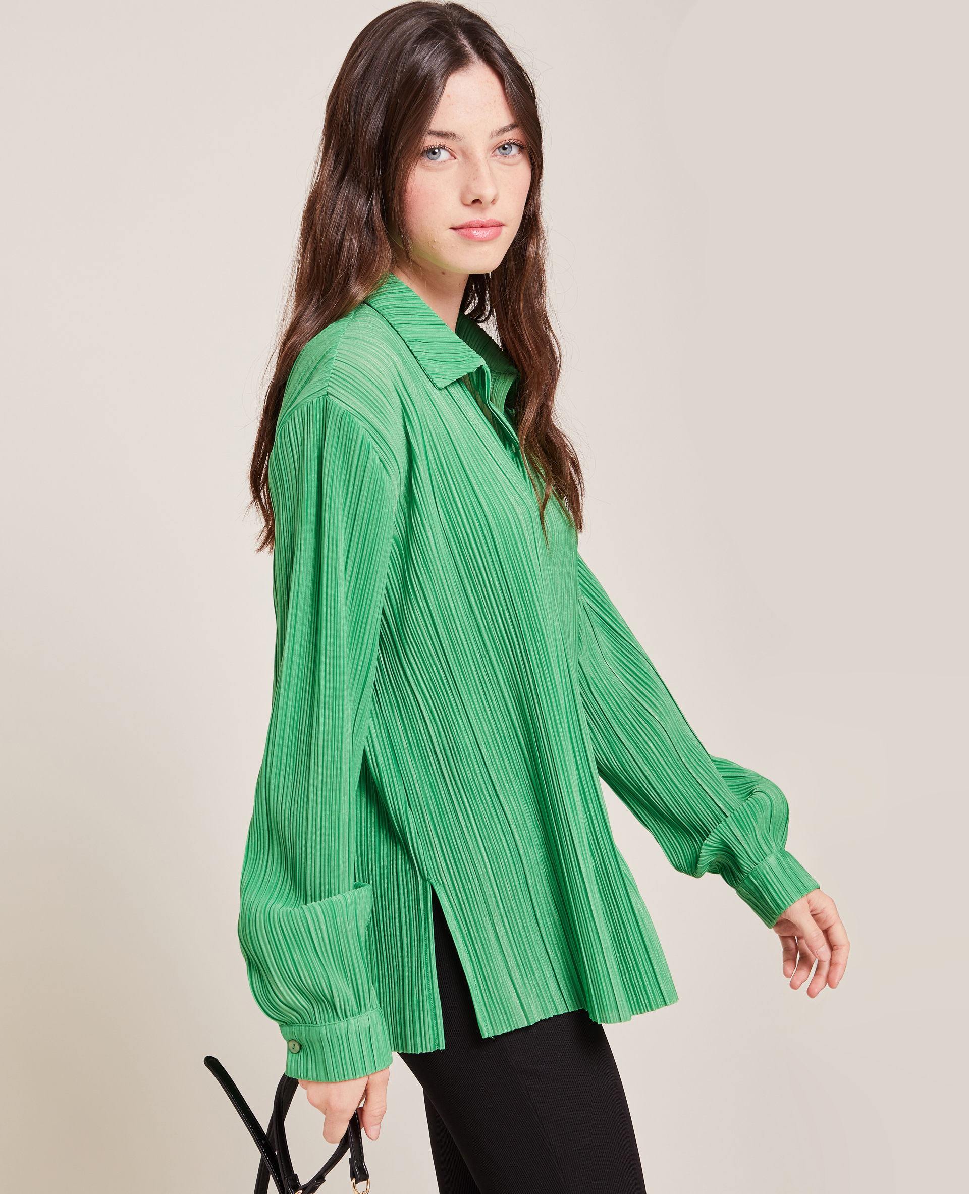 Chemise en plissé permanent vert - Pimkie