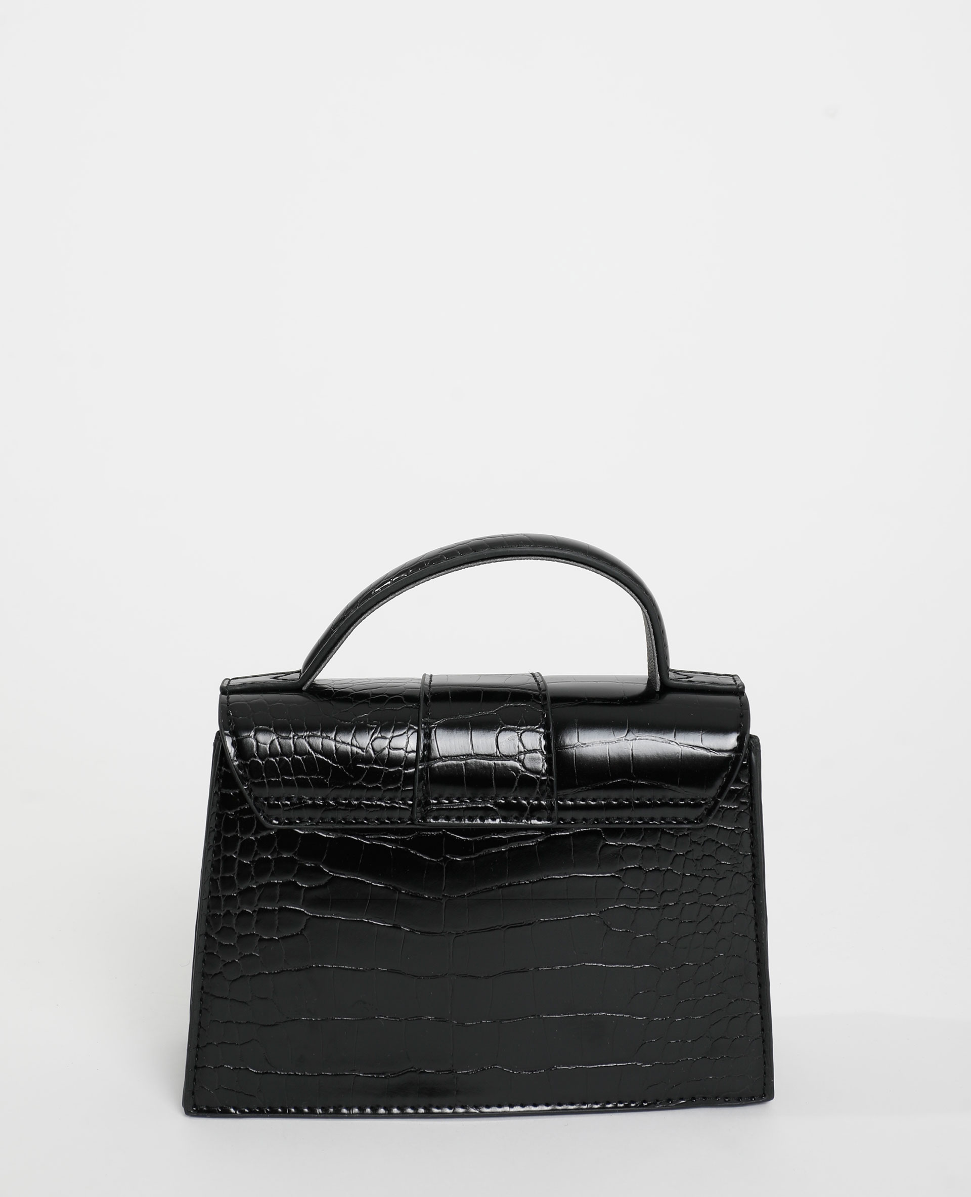 Sac boxy effet croco noir - Pimkie