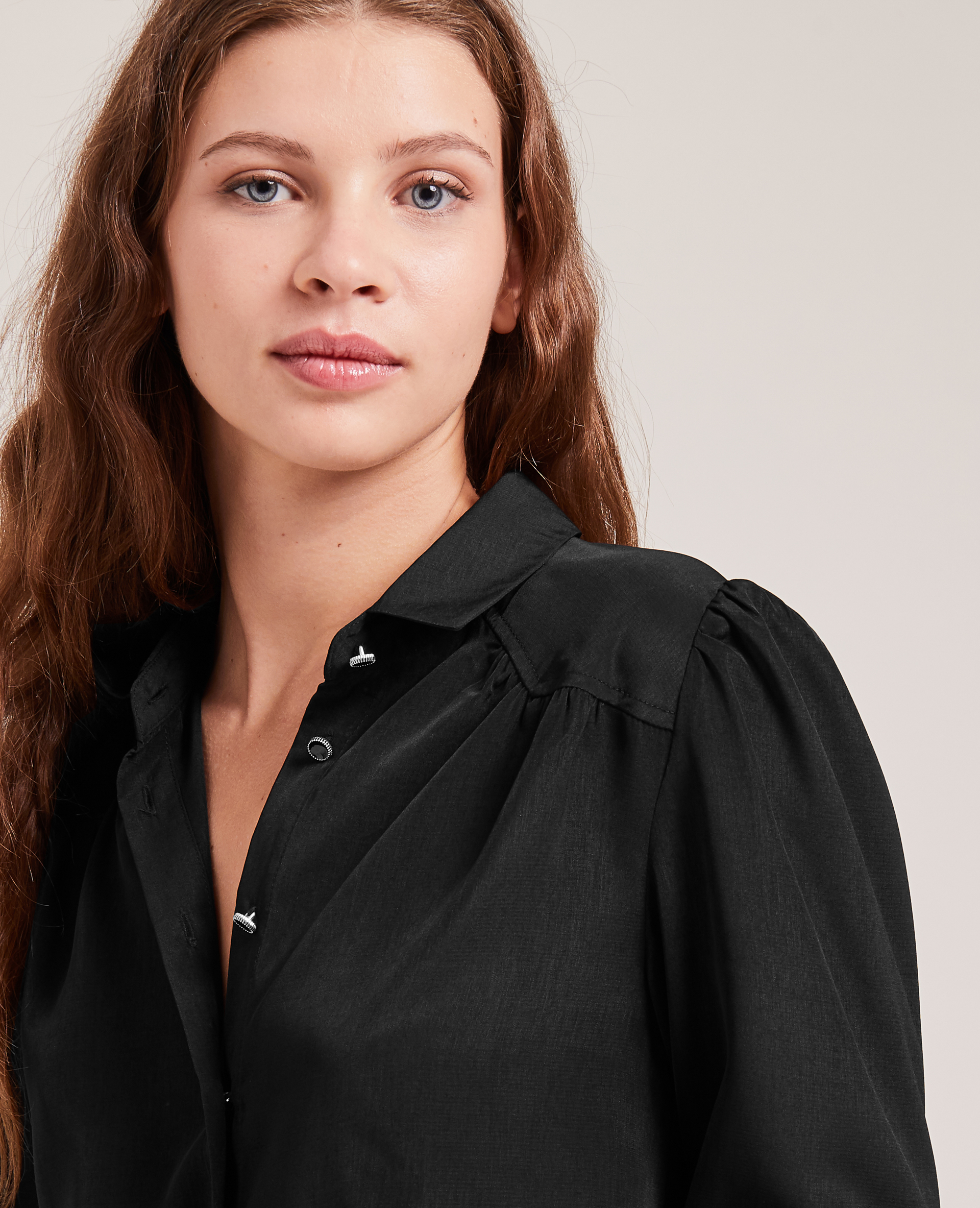 Chemise fluide boutons métalliques noir - Pimkie