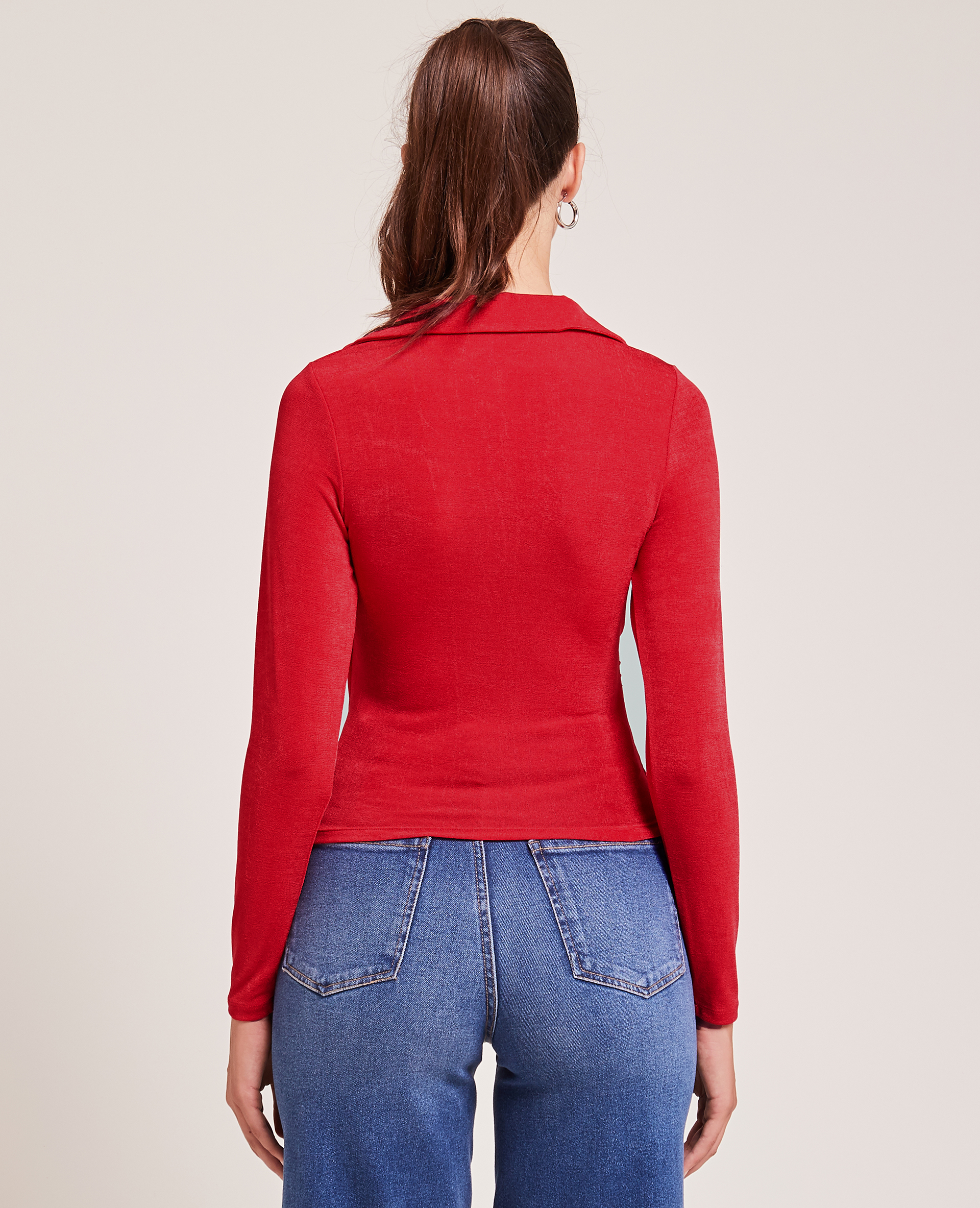 Top cache-cœur en maille fluide rouge - Pimkie