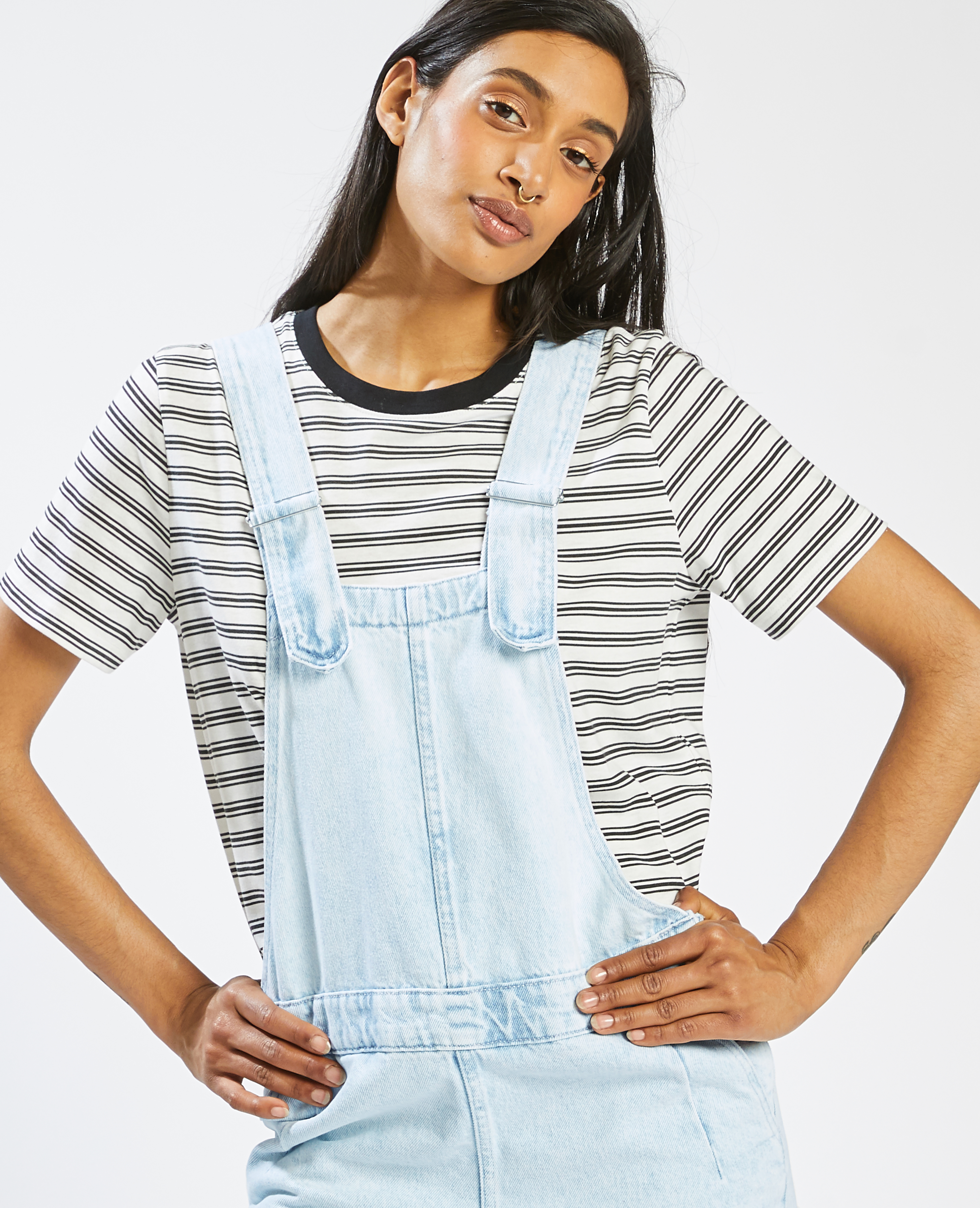 Salopette-short en jean bleu clair - Pimkie
