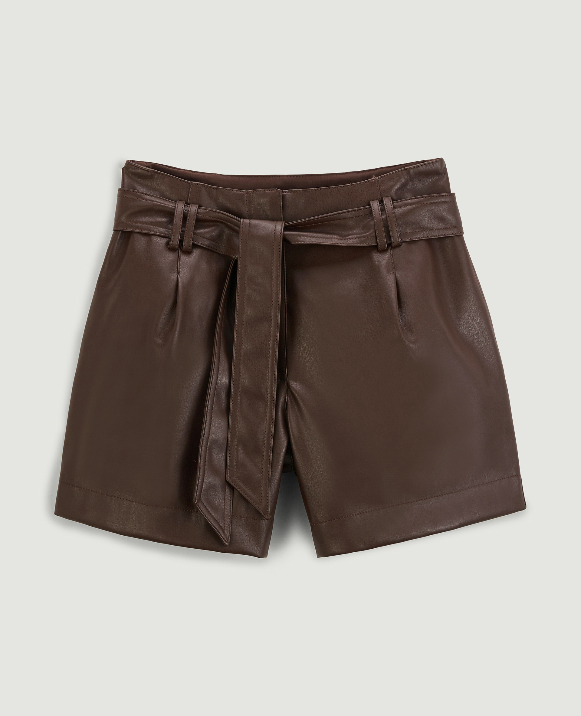 Short taille haute en simili cuir marron - Pimkie