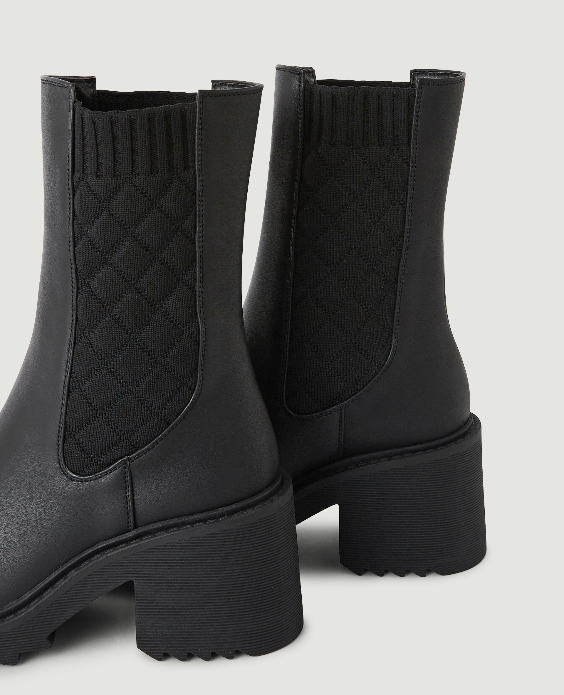 Bottines chelsea à élastiques quadrillés noir - Pimkie