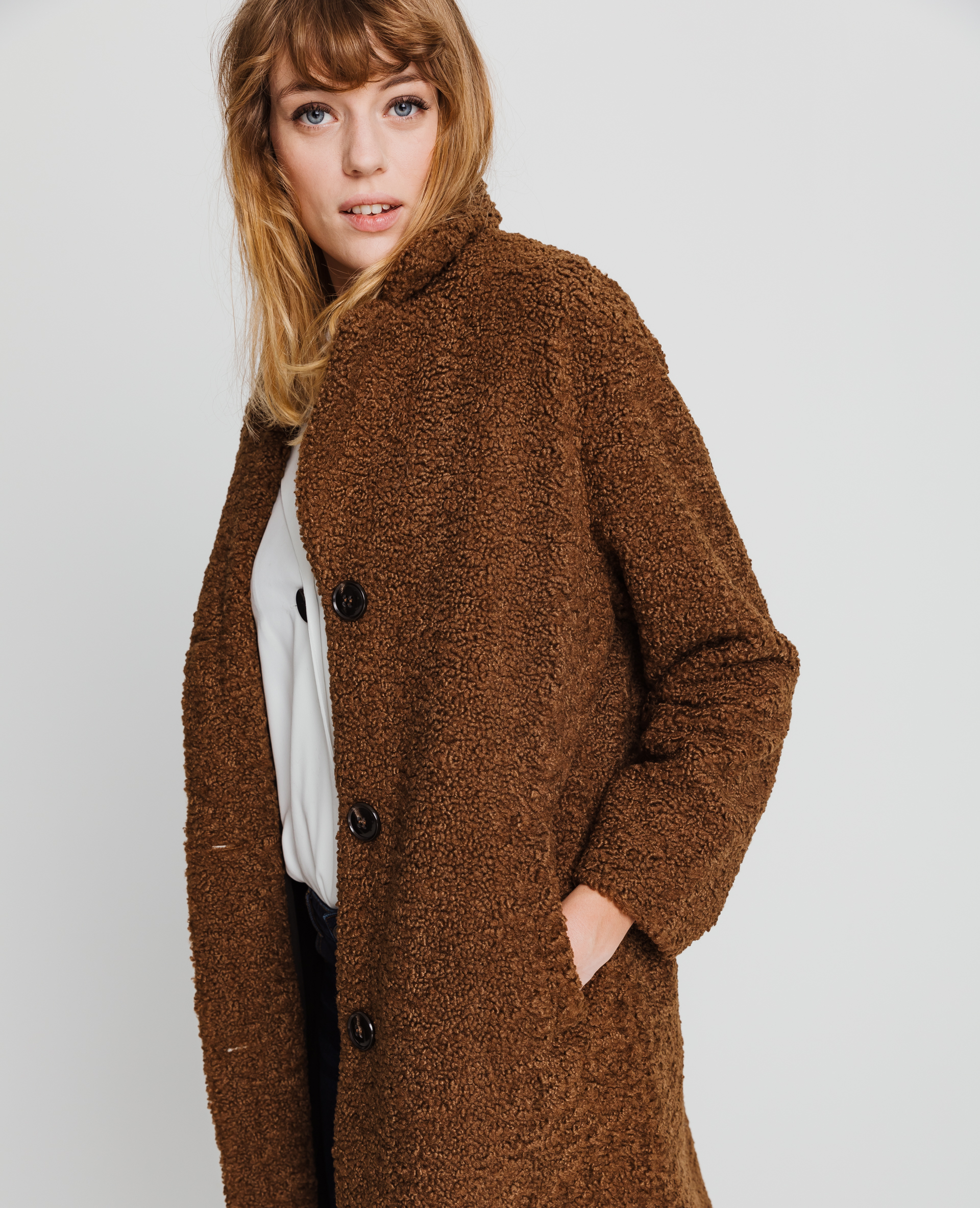 Manteau long bouclette femme deals