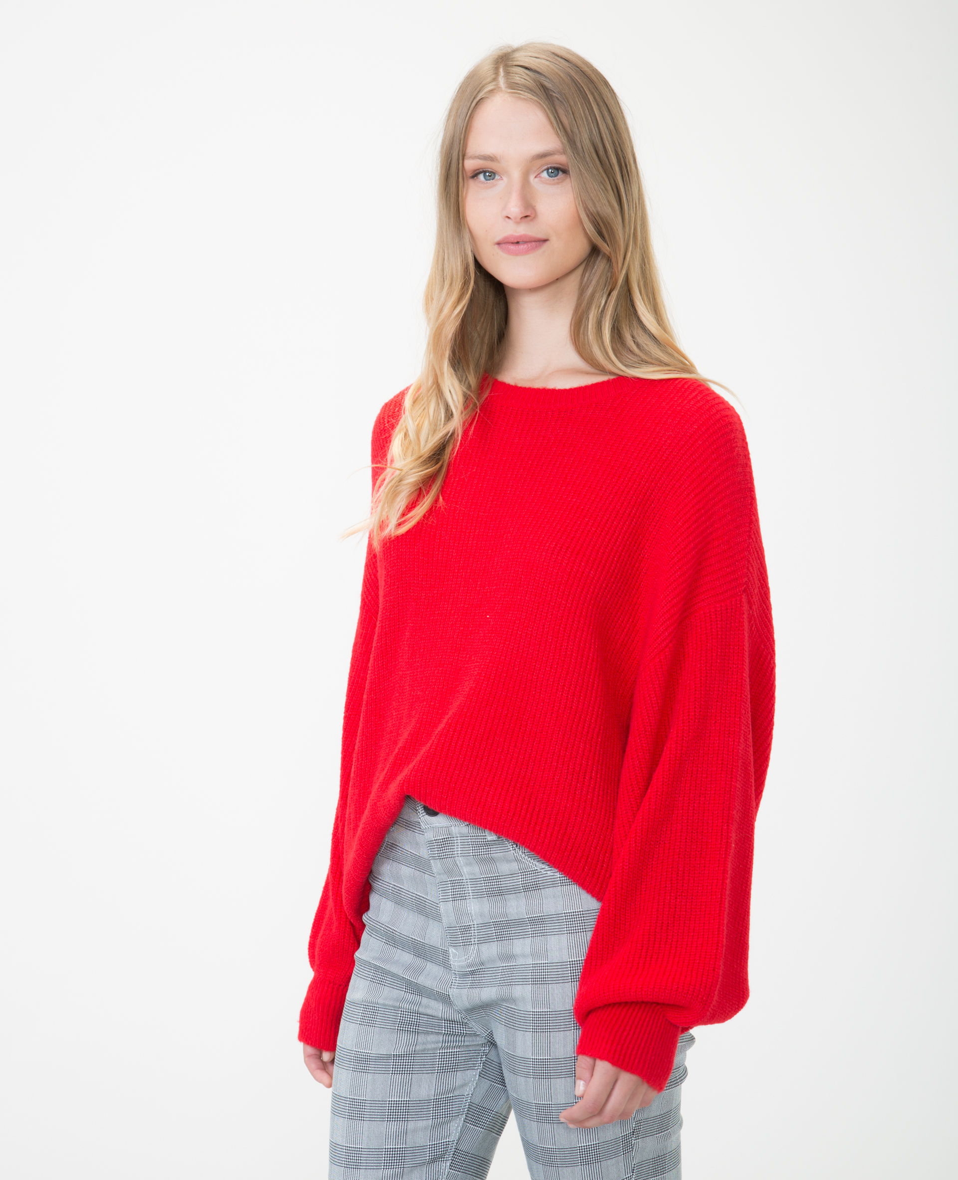 Pull rouge top femme oversize