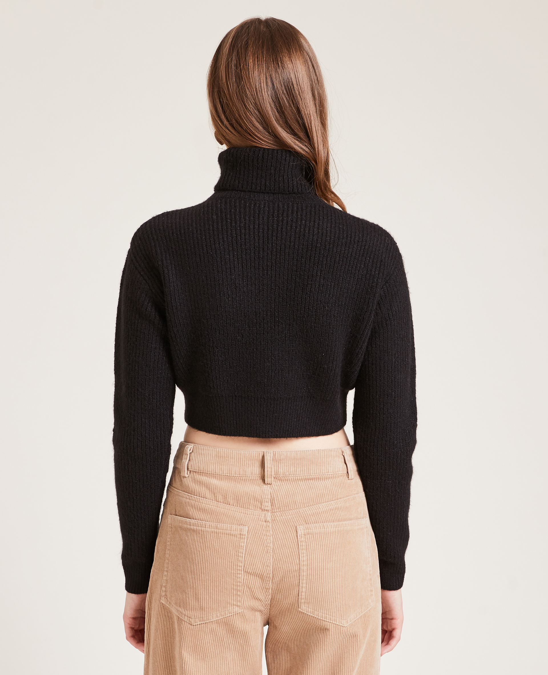 Pull cropped col roulé noir - Pimkie