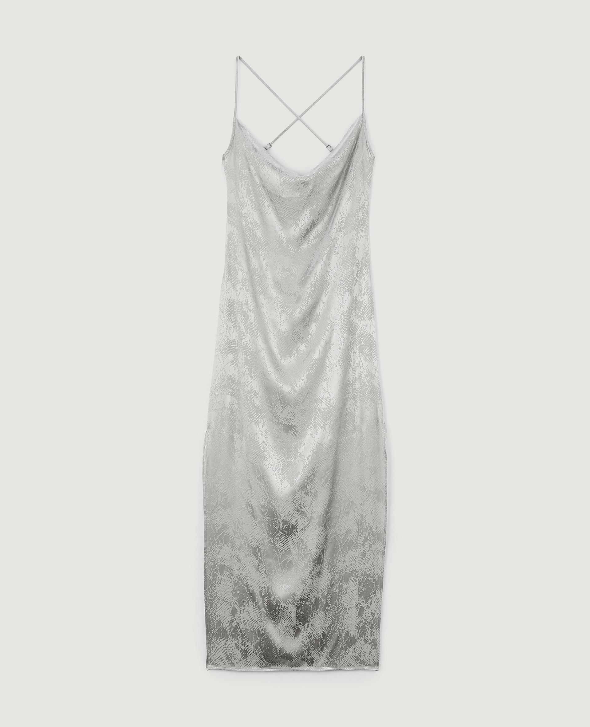 Robe longue en satin effet serpent gris - Pimkie