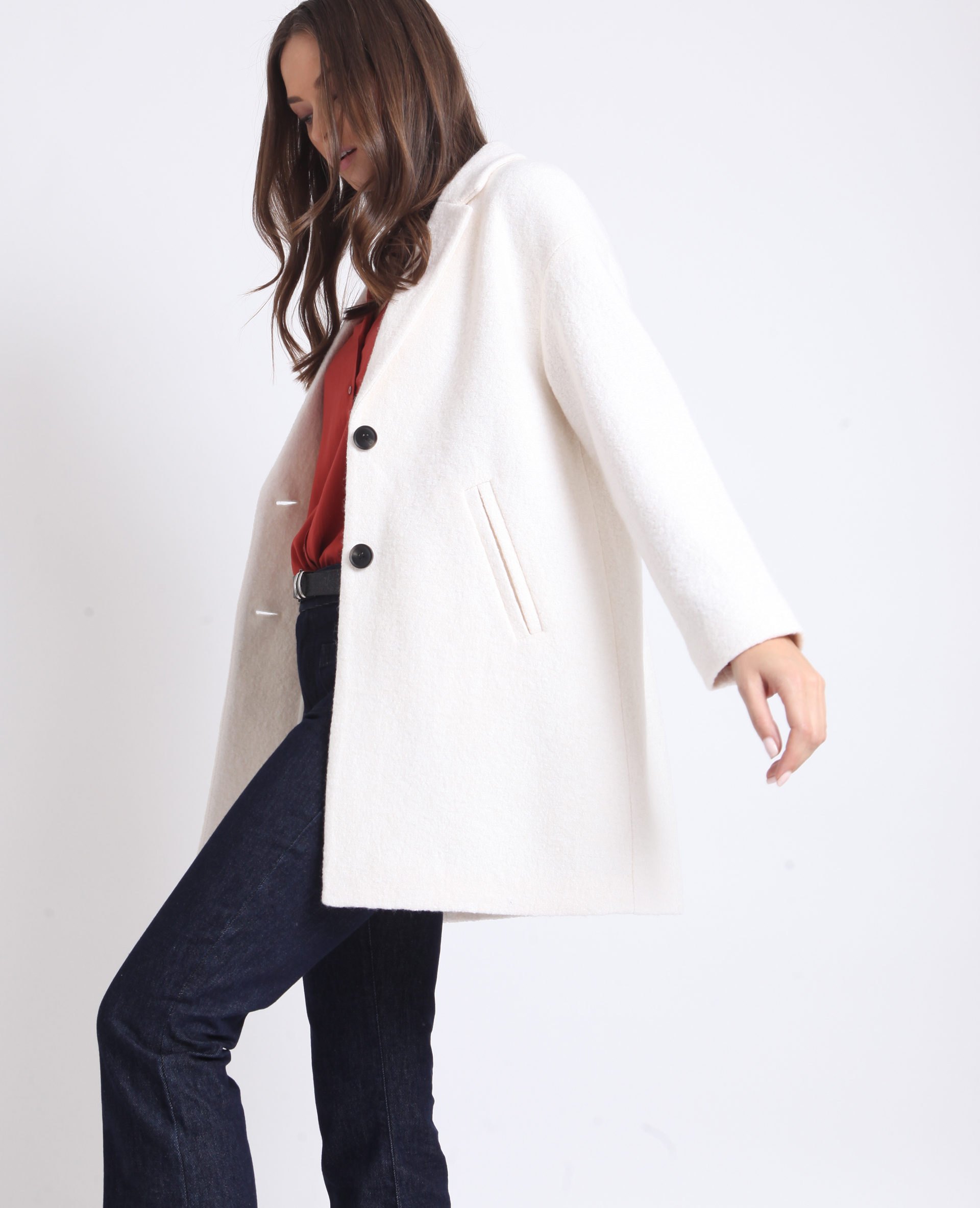 manteau femme blanc laine