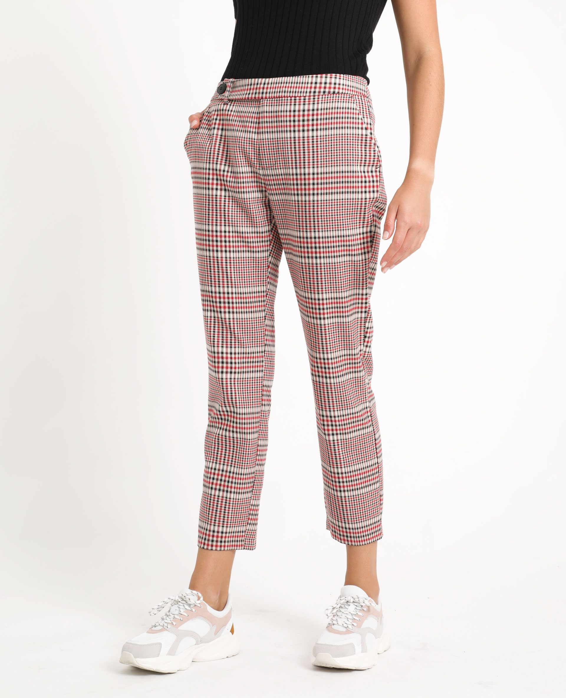 Pantalon a store carreau rouge