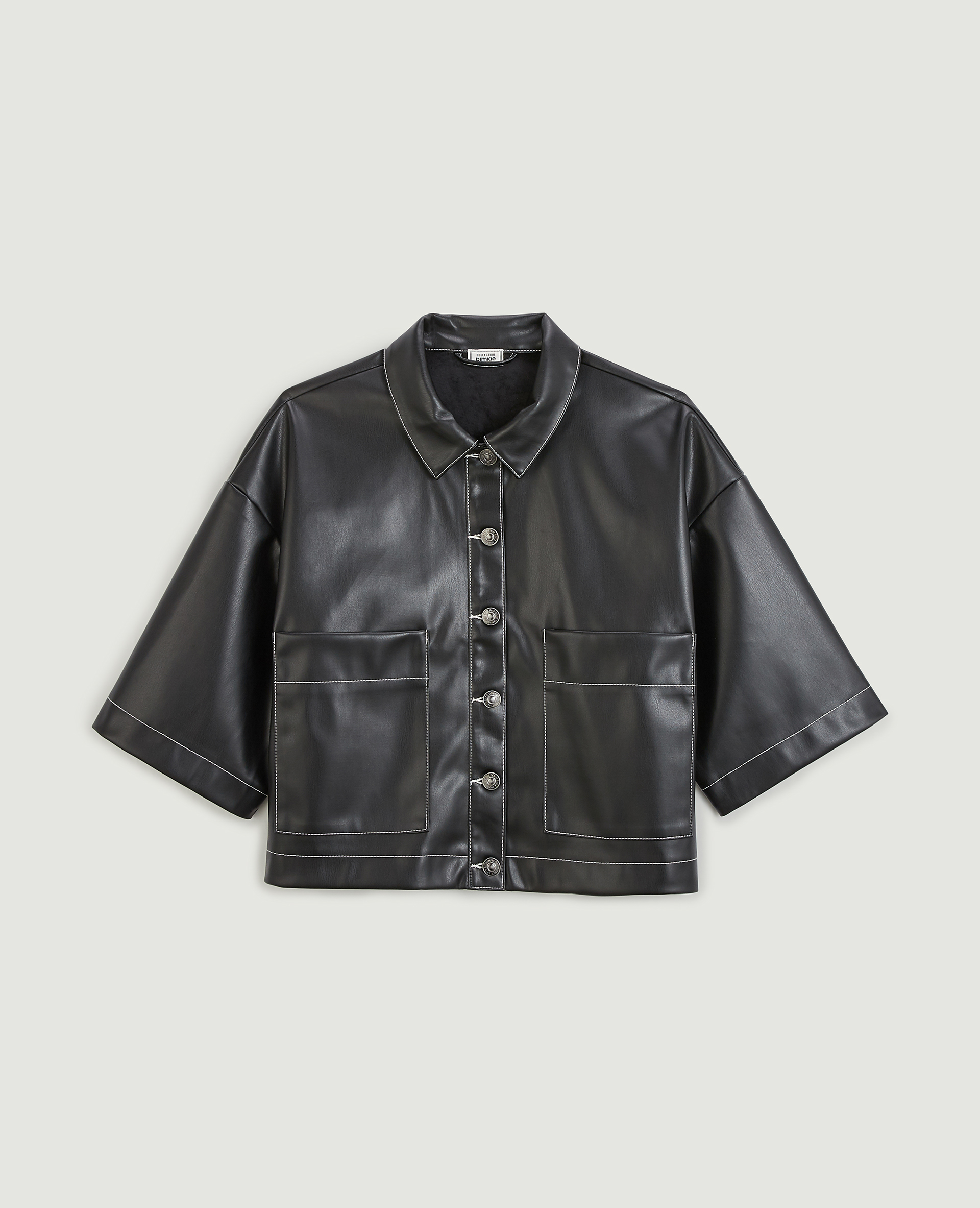 Chemise simili cuir manches courtes noir - Pimkie