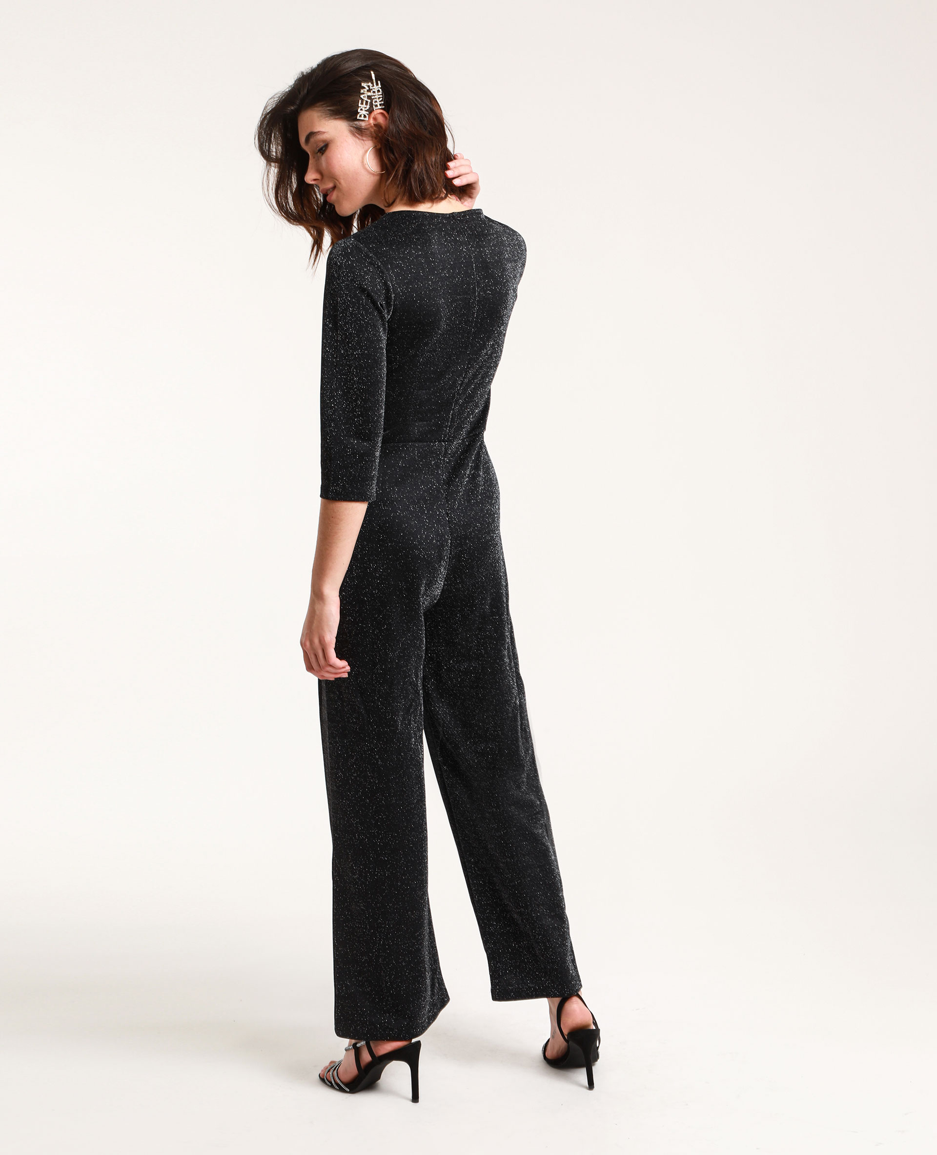 Combi-pantalon à paillettes noir - Pimkie