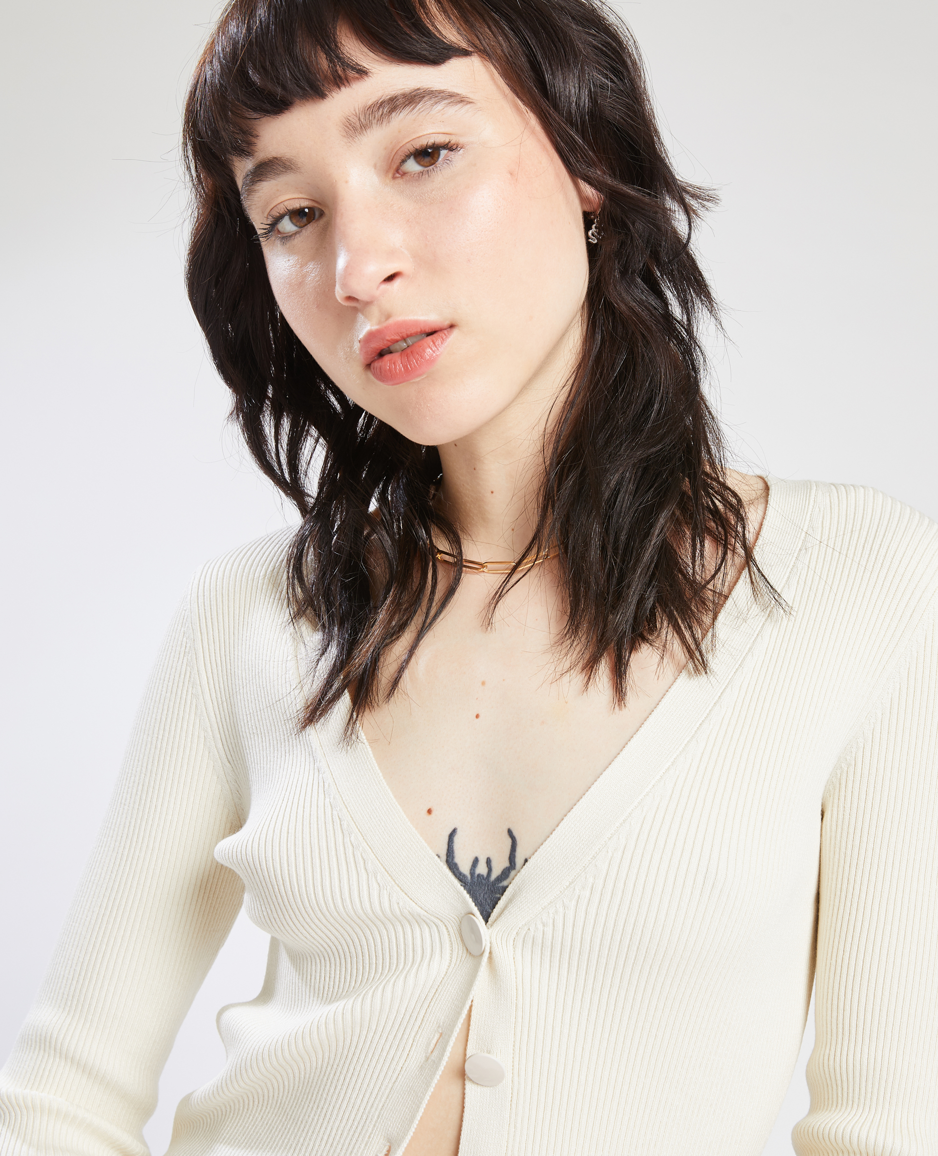 Gilet maille côtelée écru - Pimkie