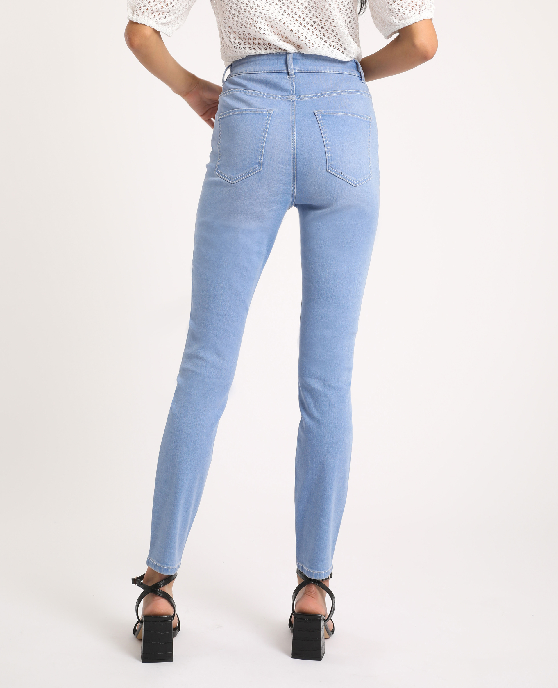 Jean skinny high waist bleu délavé - Pimkie