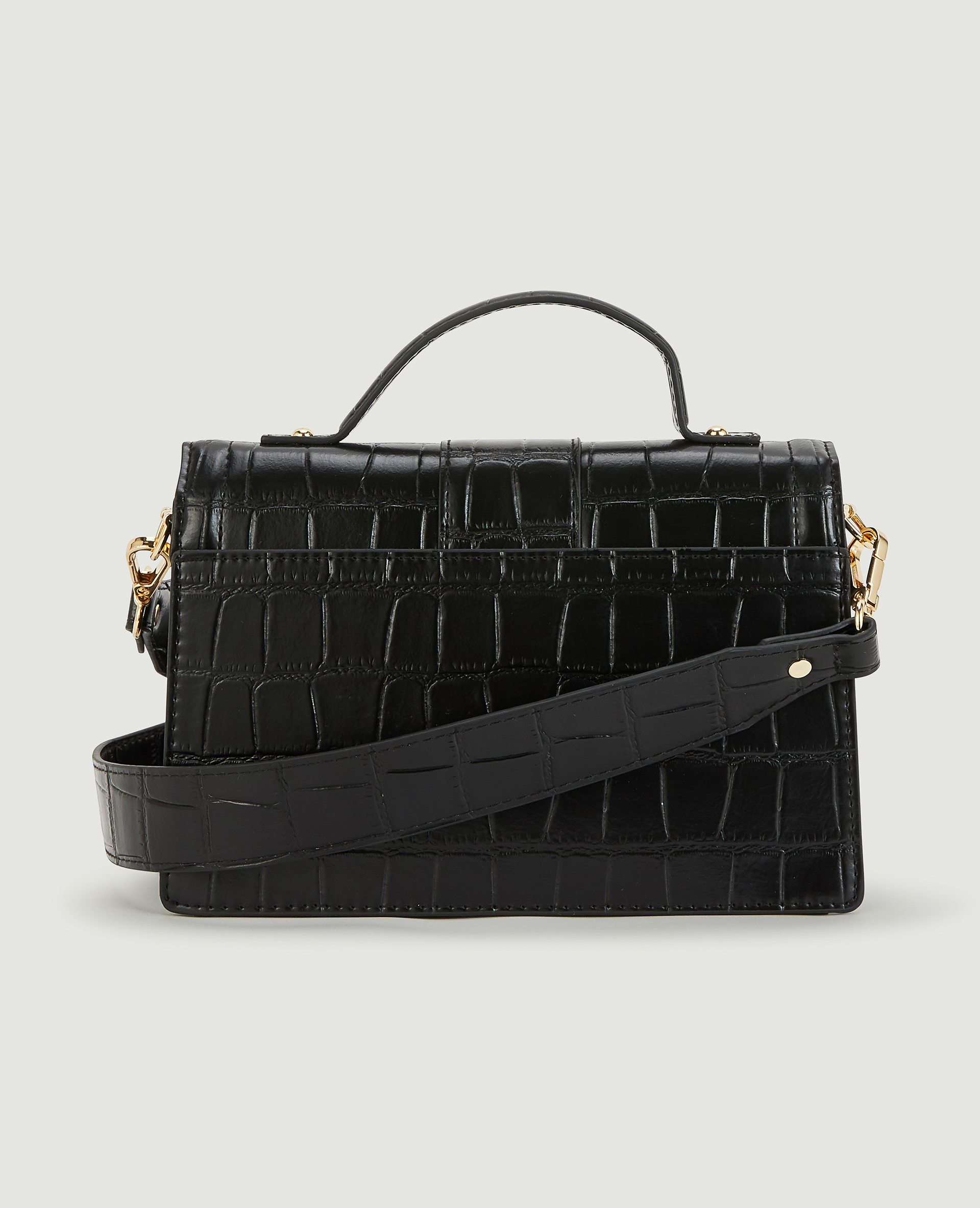 Sac boxy effet croco noir - Pimkie