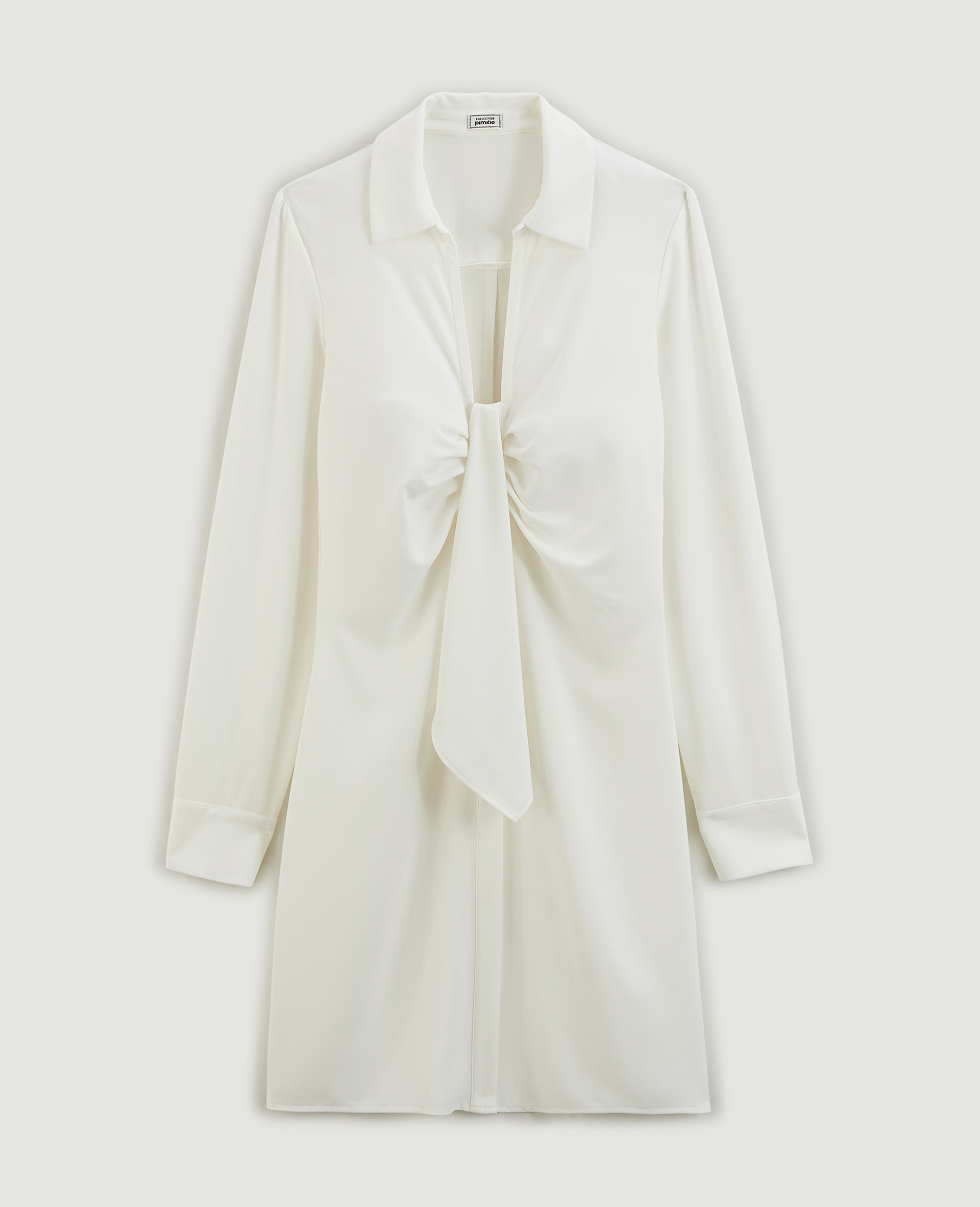 Robe chemise courte effet froncé blanc - Pimkie