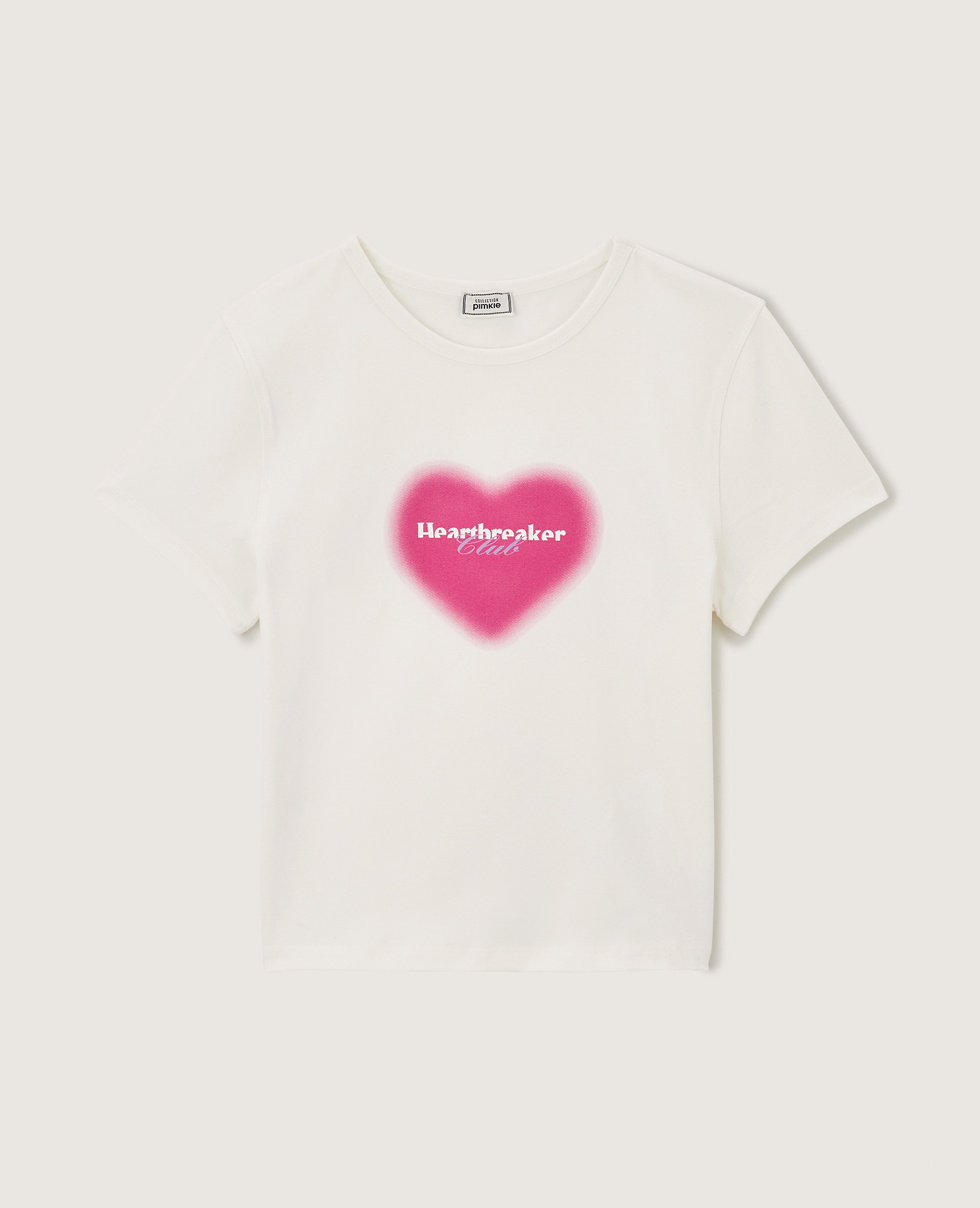 T-shirt court avec motif blanc - Pimkie
