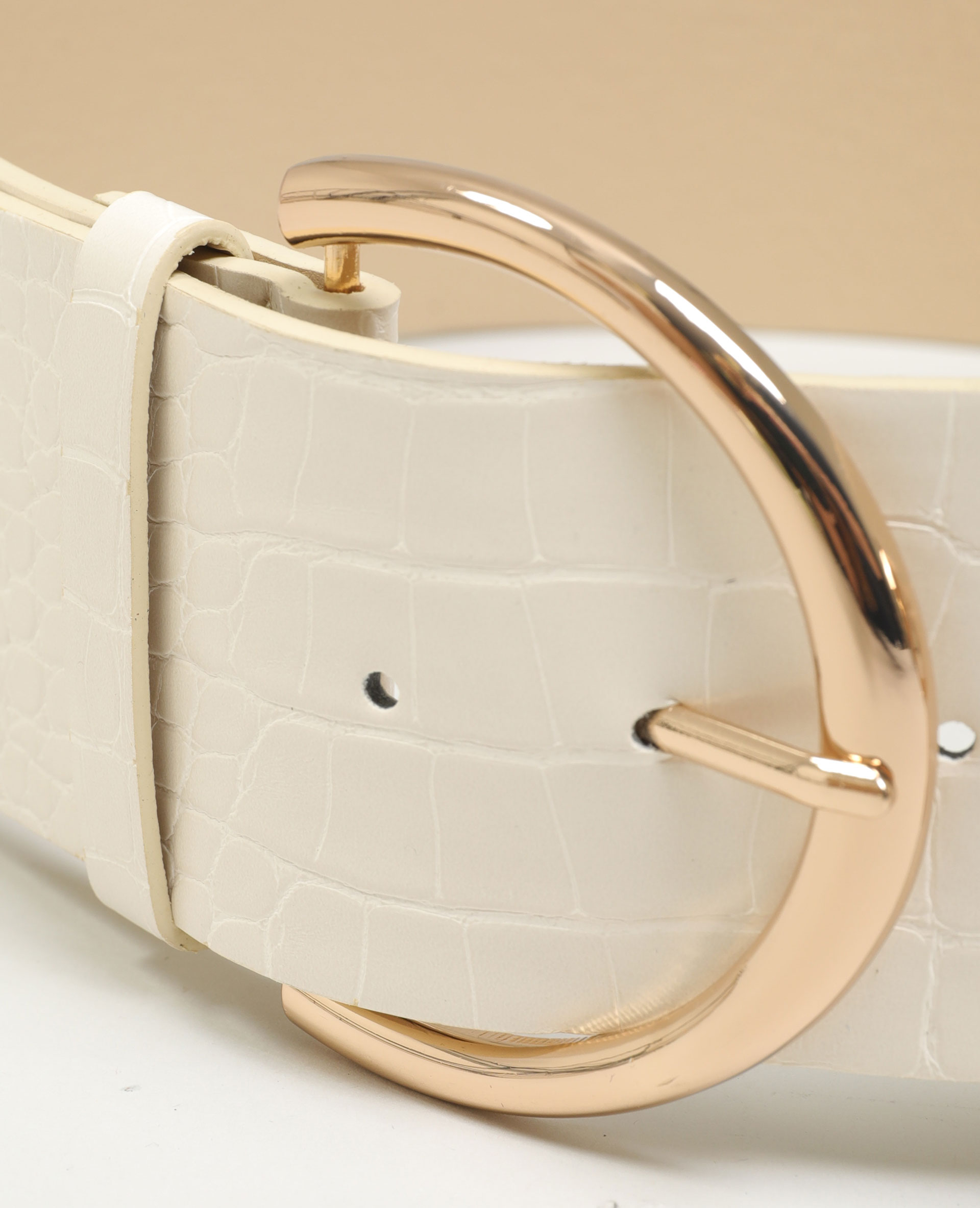 Ceinture large en simili cuir effet reptile rose clair - Pimkie