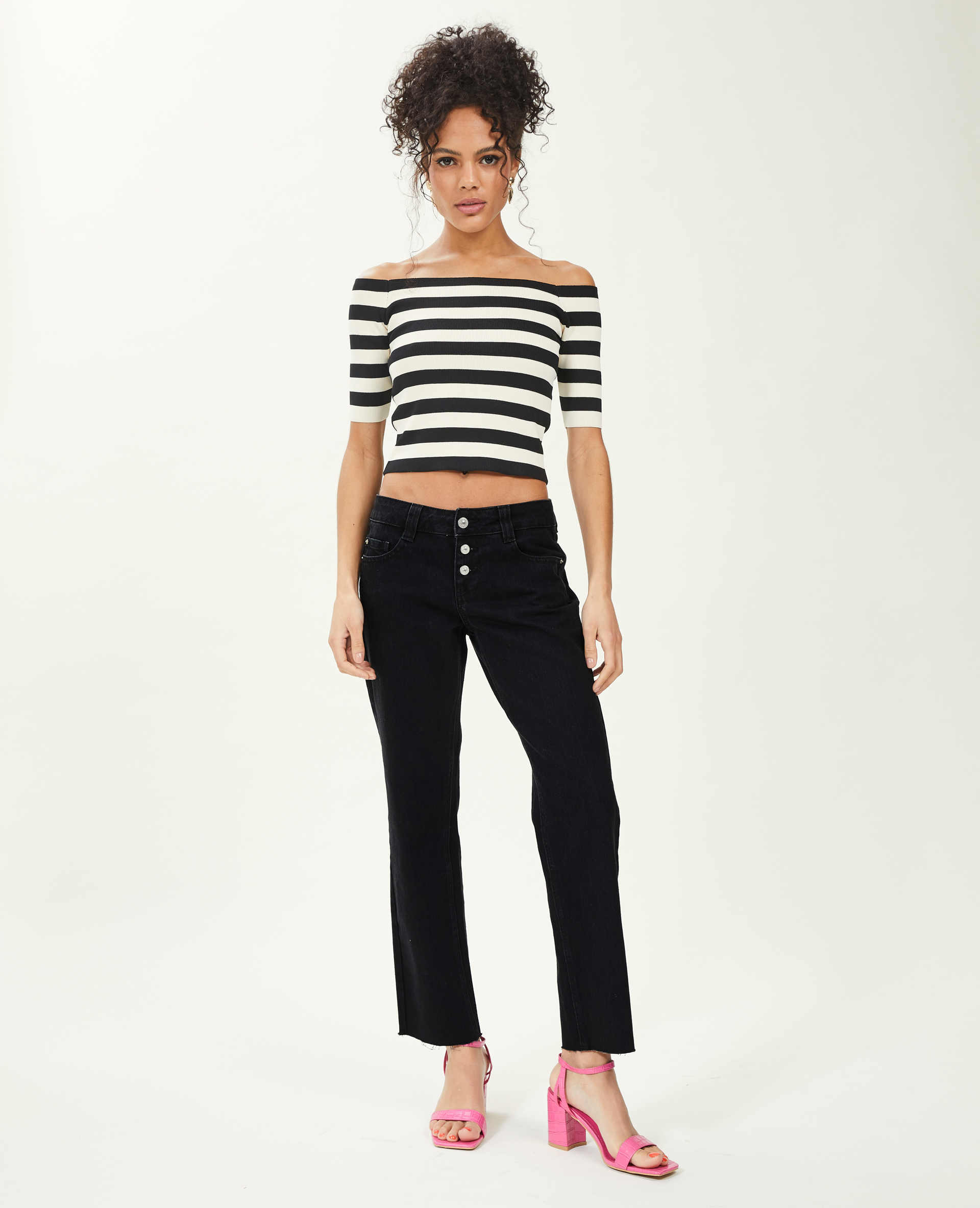 Jean straight taille basse noir - Pimkie