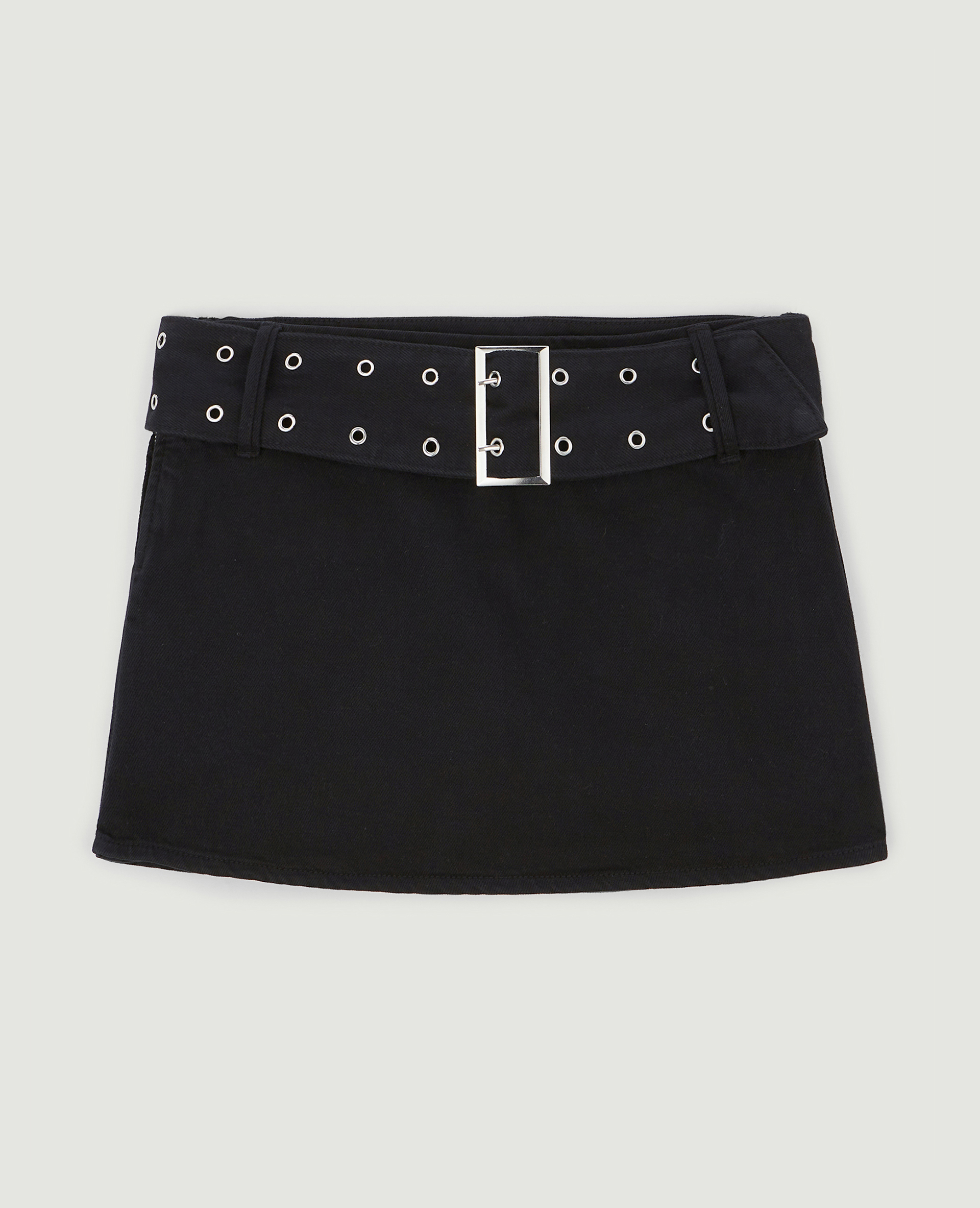 Jupe-short avec ceinture œillets noir - Pimkie