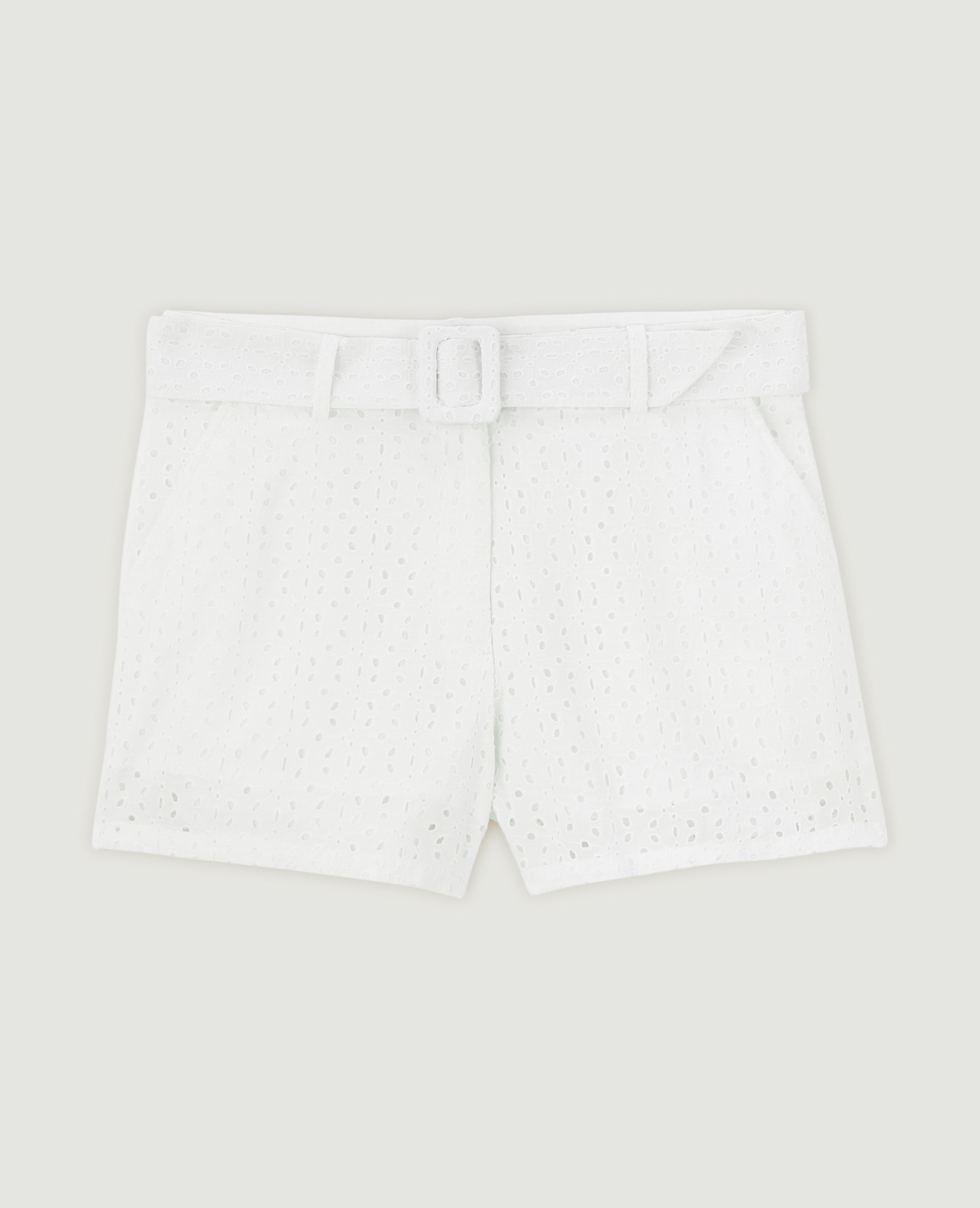 Short broderie anglaise avec ceinture blanc - Pimkie