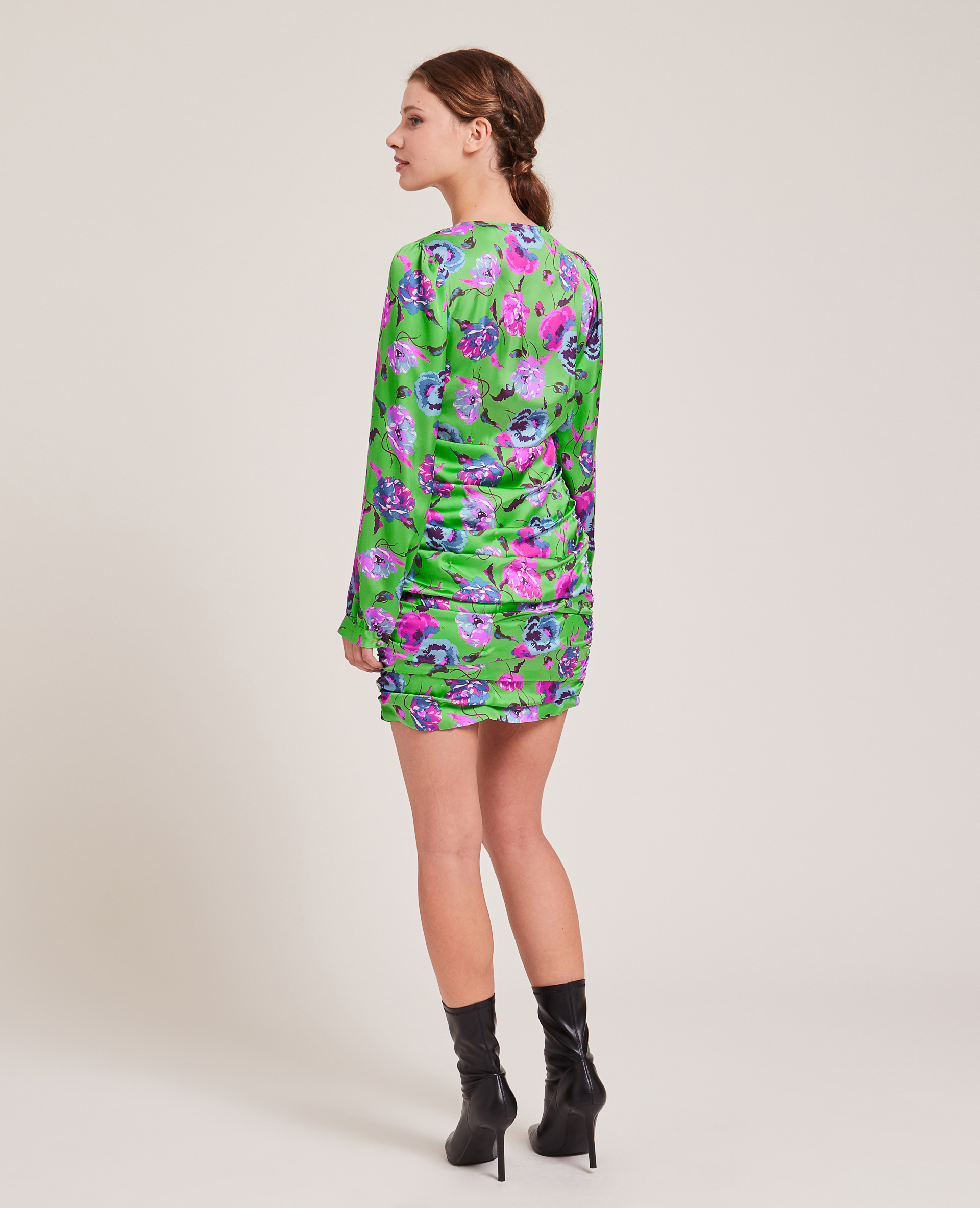 Robe courte en satin vert - Pimkie