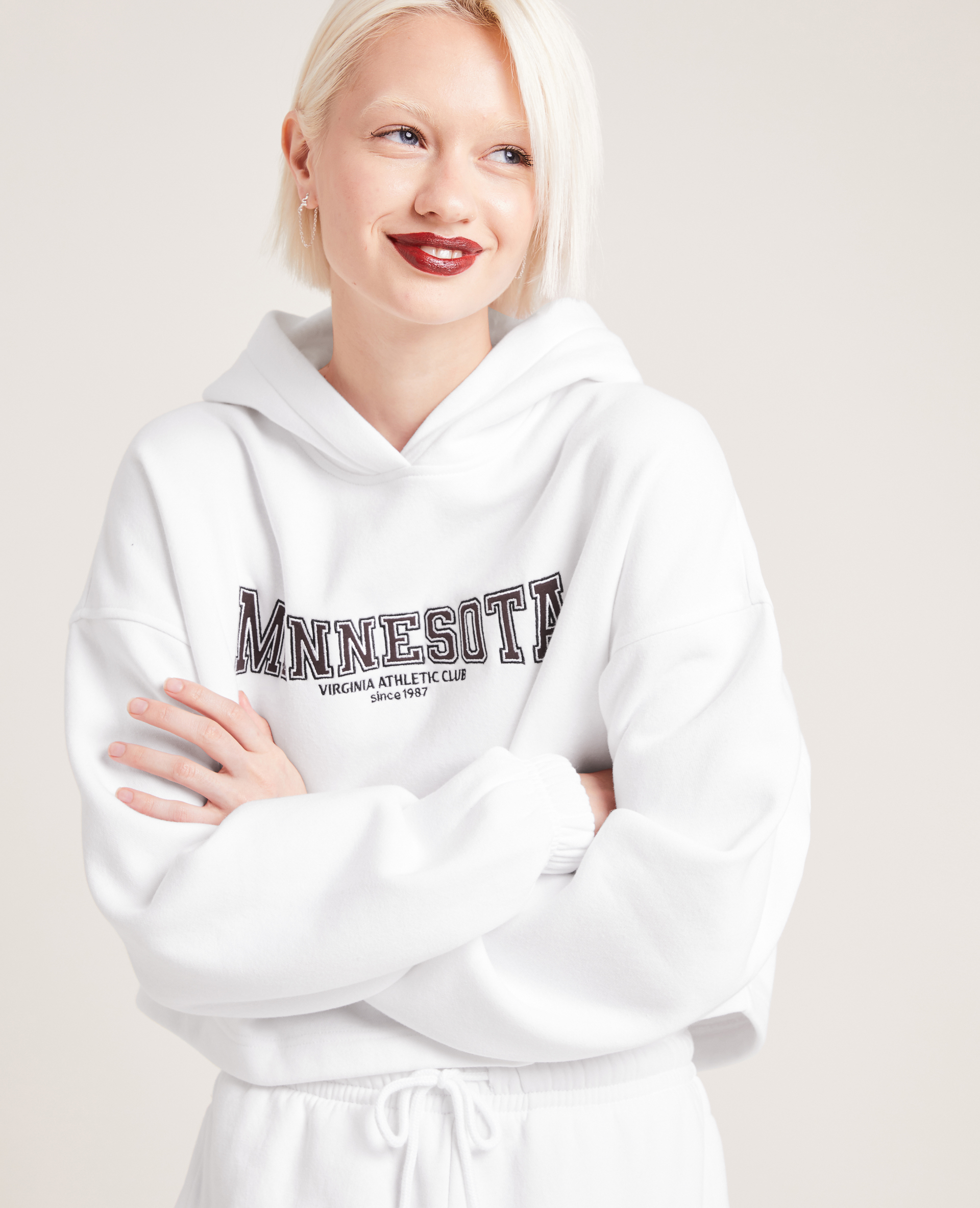 Sweat en molleton cropped blanc - Pimkie