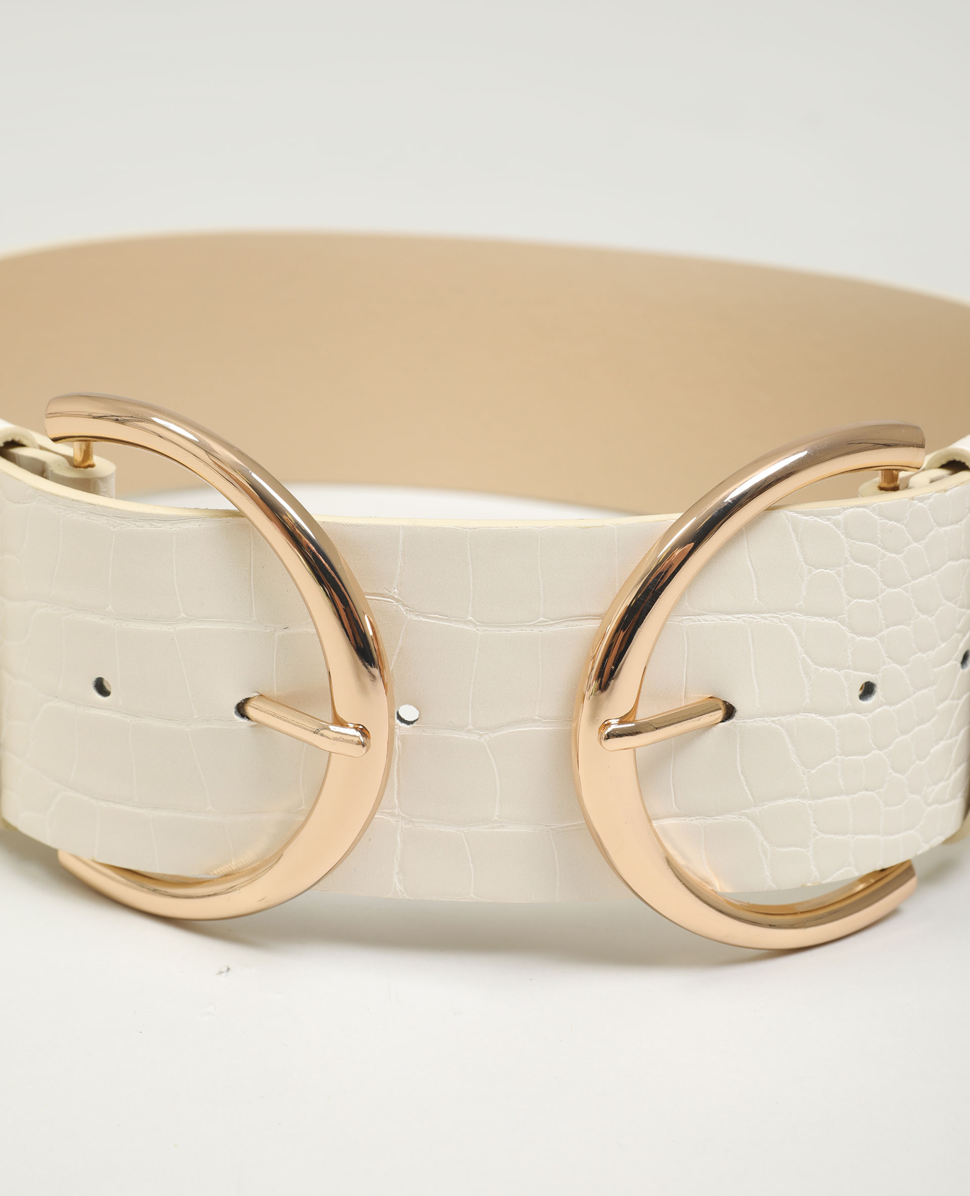 Ceinture large en simili cuir effet reptile rose clair - Pimkie