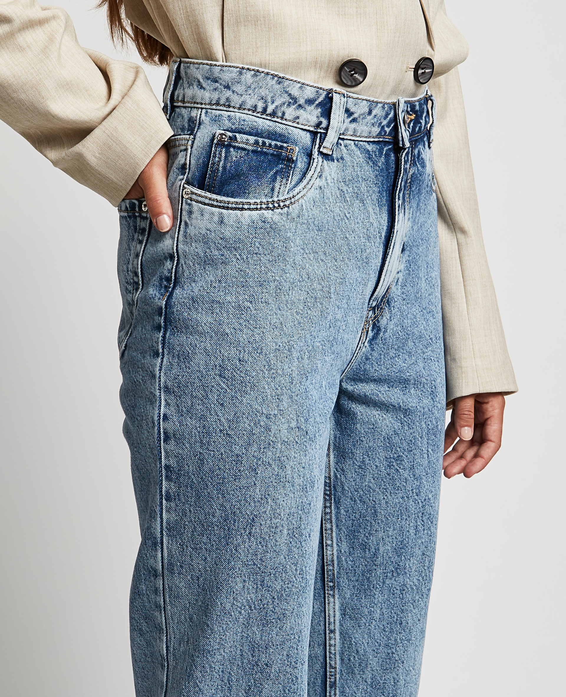 Jean mom taille haute bleu délavé - Pimkie