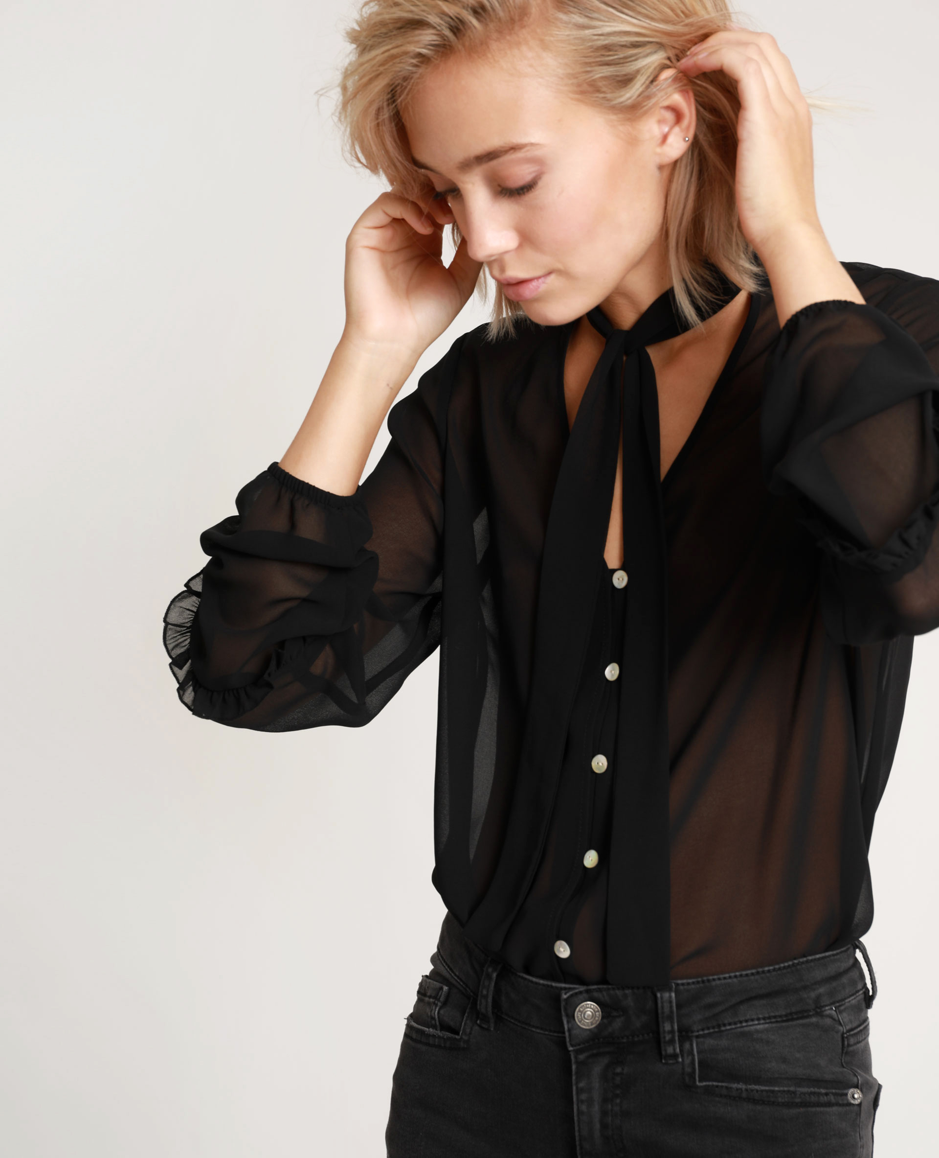 Chemisier femme online noir transparent