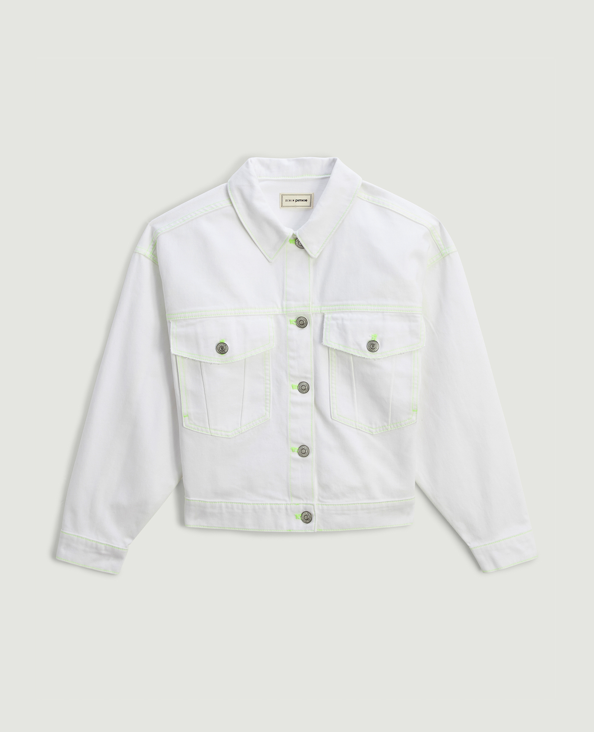 Veste en jean blanc coutures fluo blanc - Pimkie