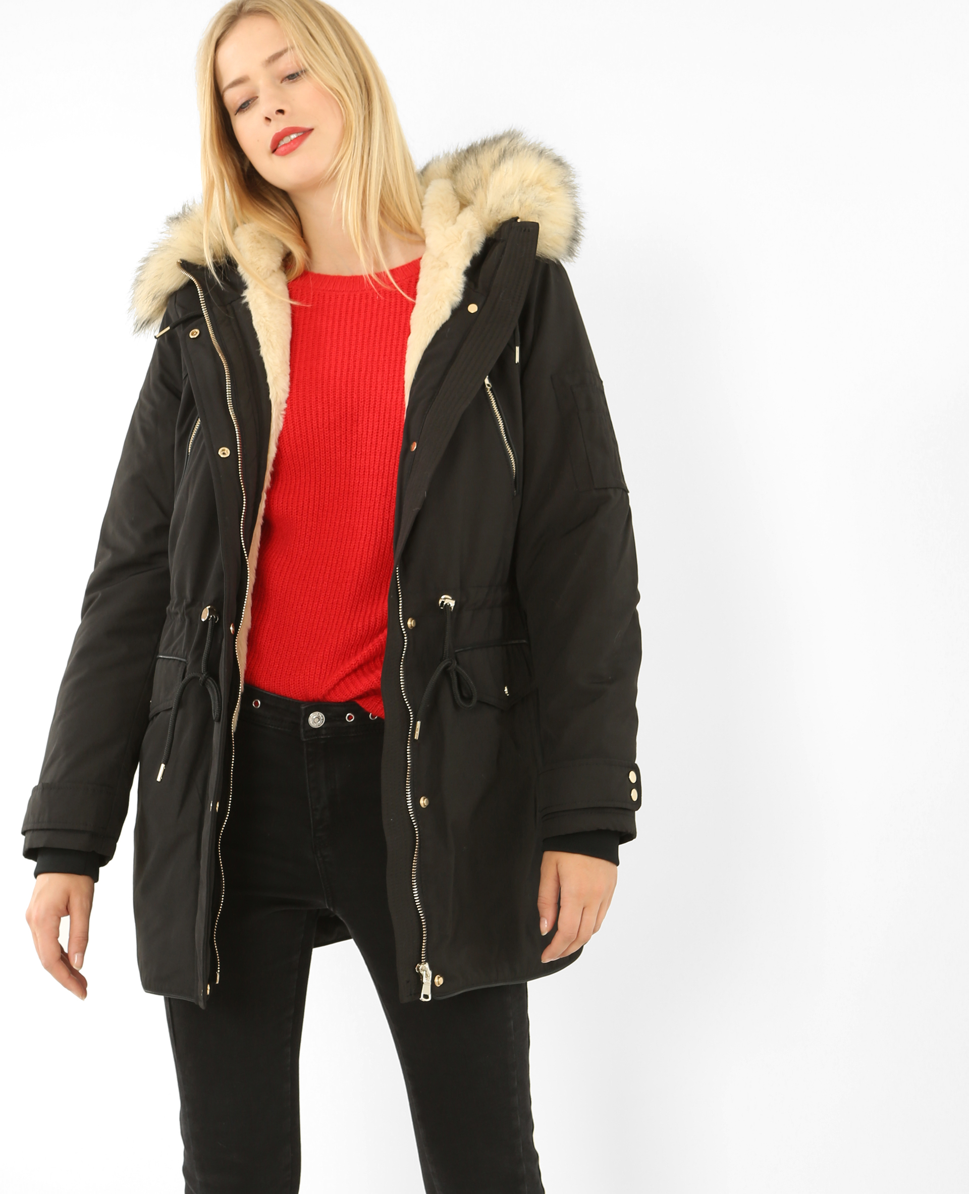 parka femme noir capuche