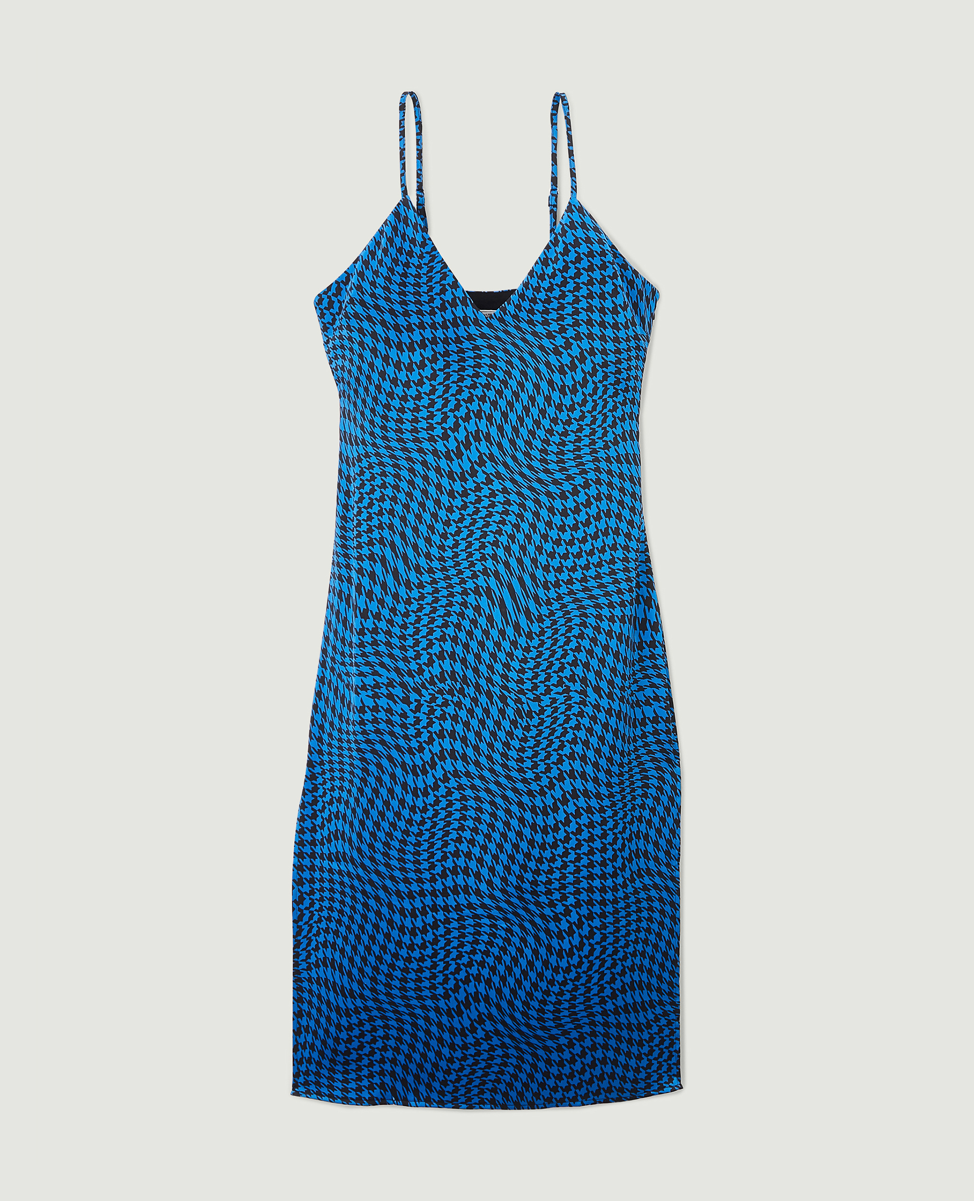 Robe midi tissu satiné bleu - Pimkie