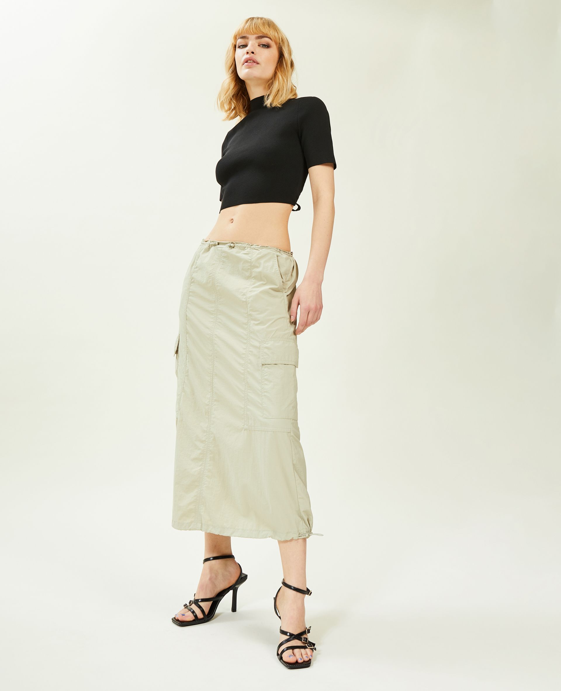 Jupe longue parachute vert de gris - Pimkie