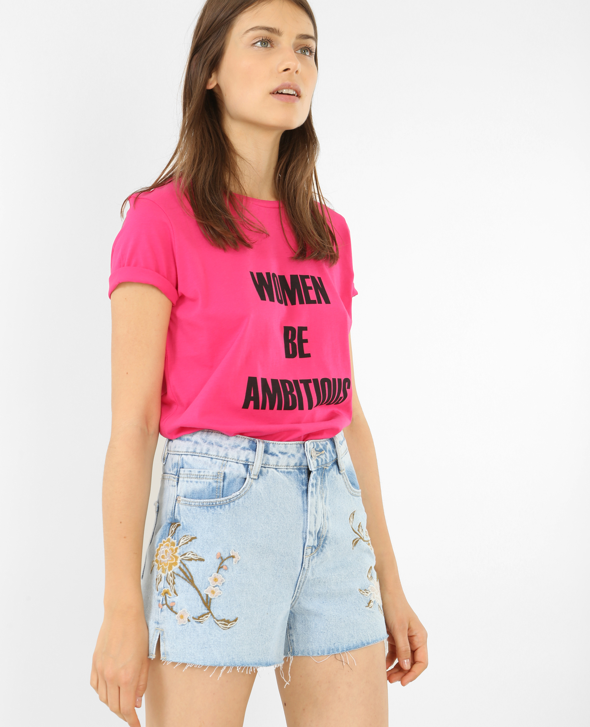 Tee shirt rose hot sale fushia