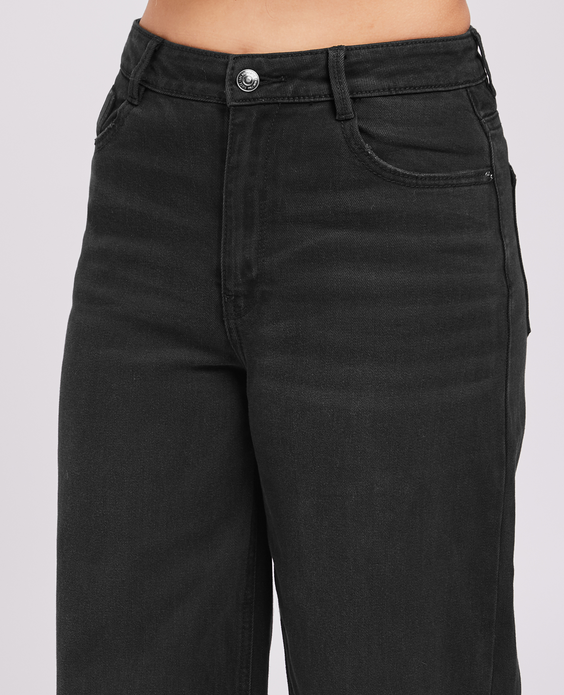 Jean large à plis permanents noir - Pimkie