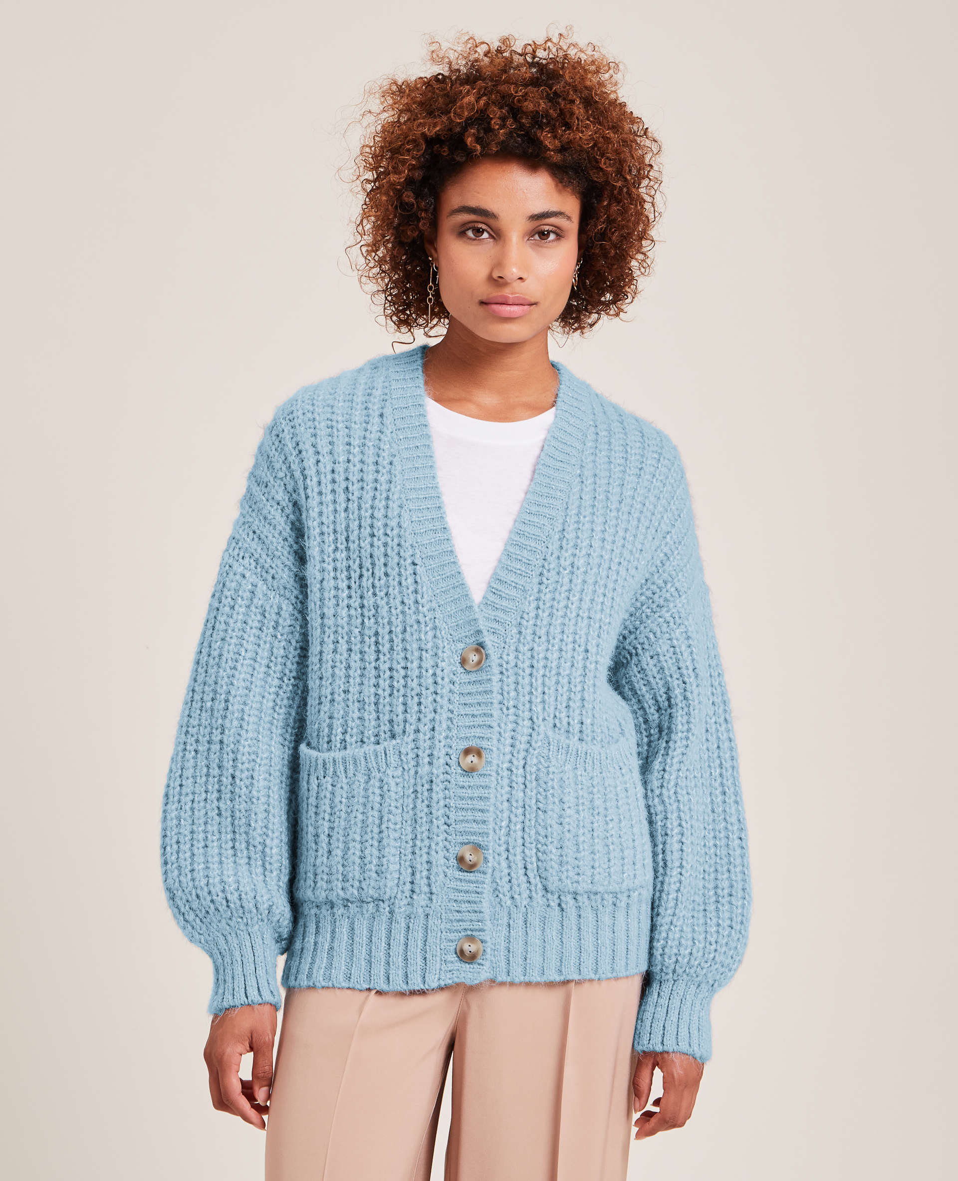 Gilet en grosse maille bleu - Pimkie