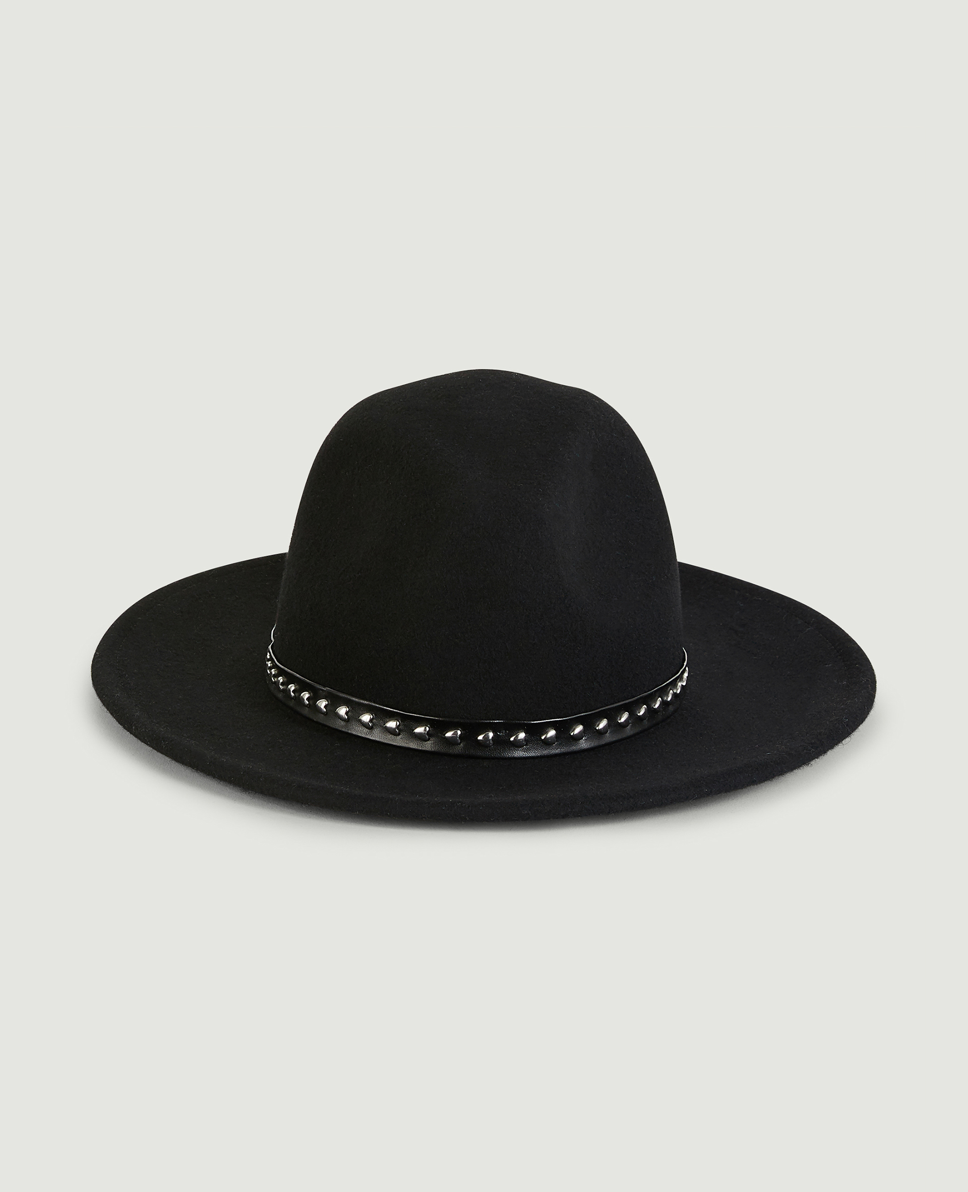 Chapeau en feutrine avec cœurs noir - Pimkie