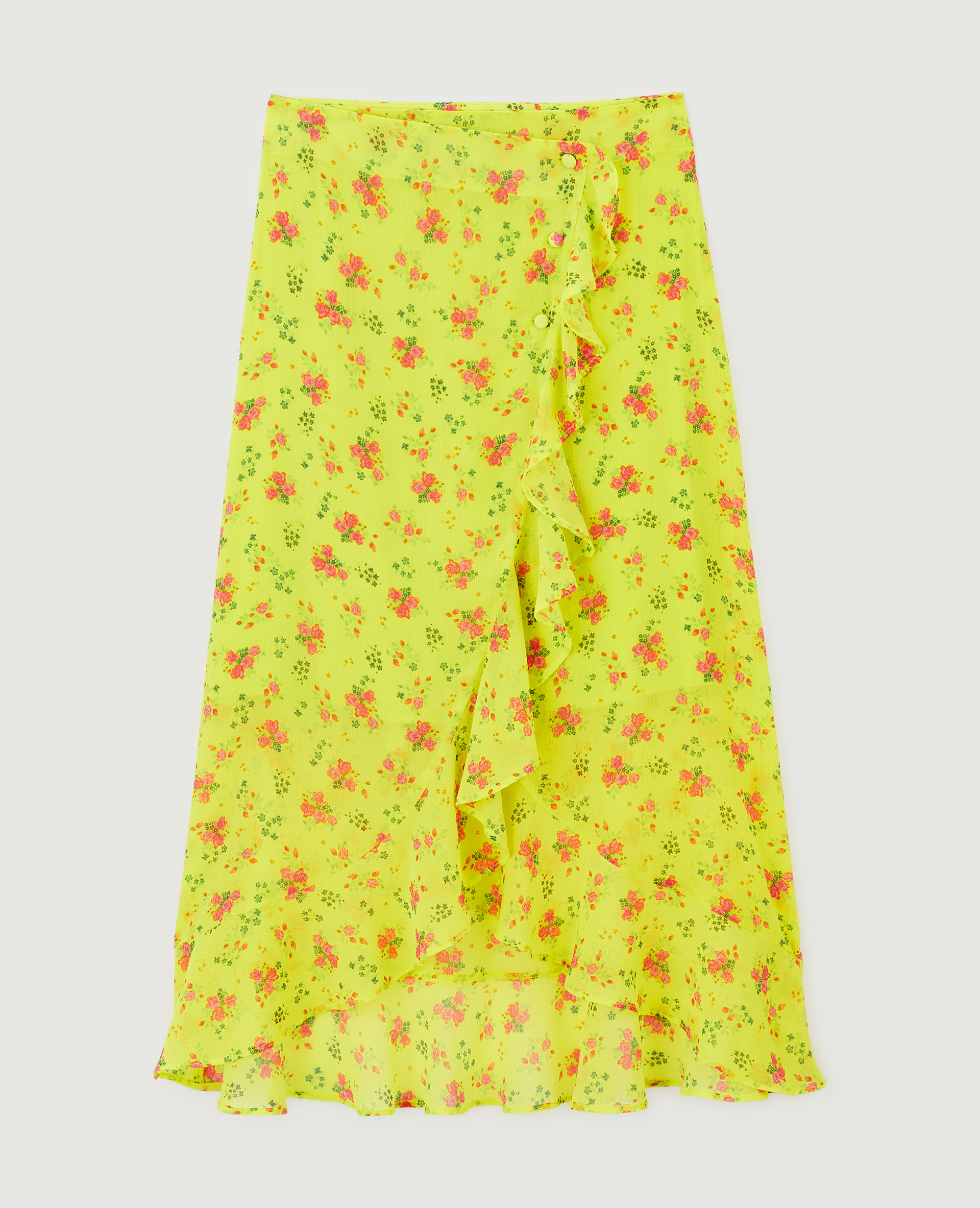 Jupe portefeuille avec volants jaune - Pimkie