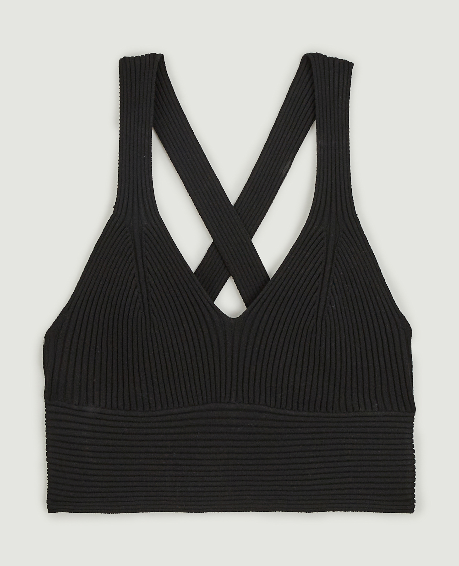Brassière maille côtelée noir - Pimkie