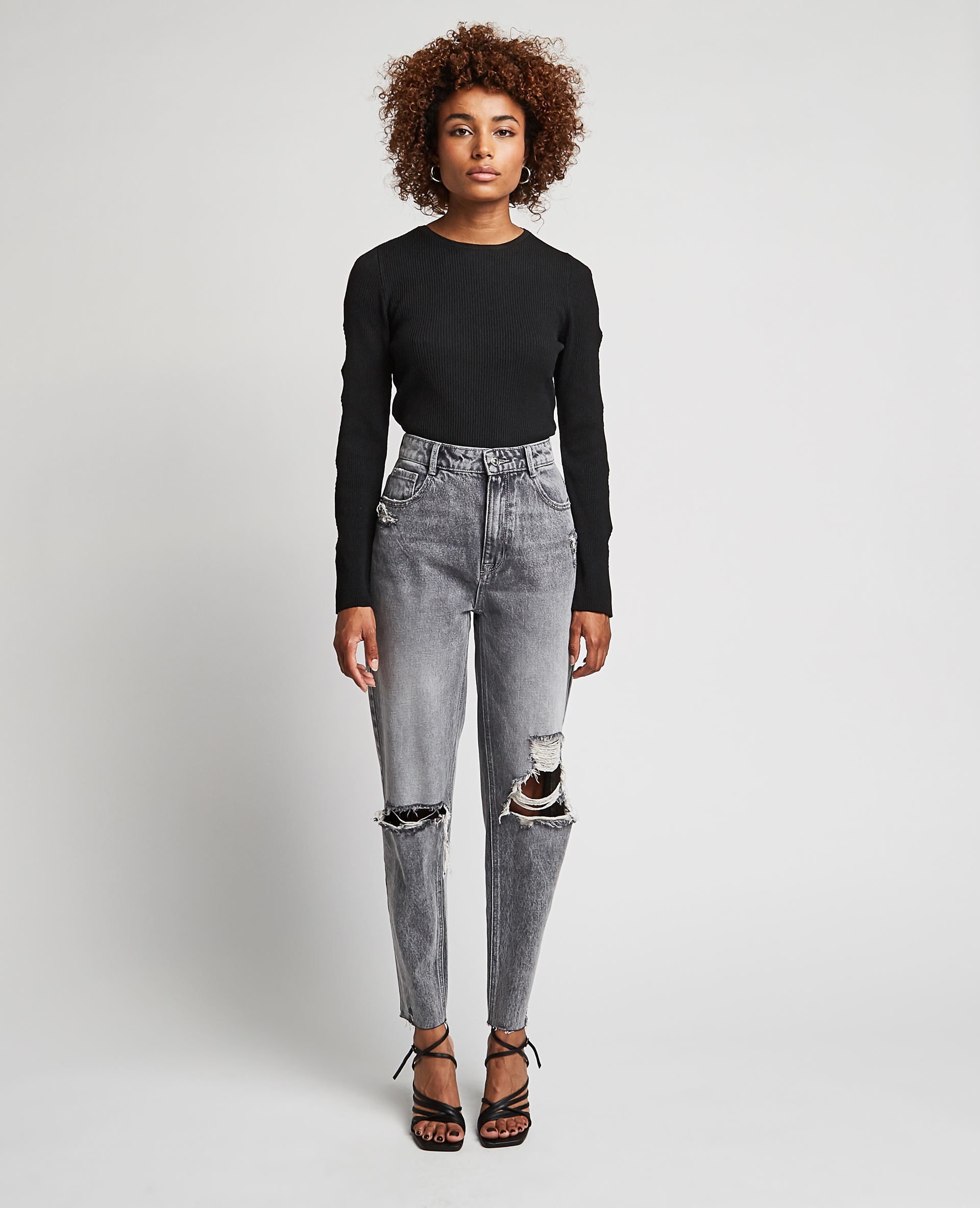 Jean mom trashé gris - Pimkie