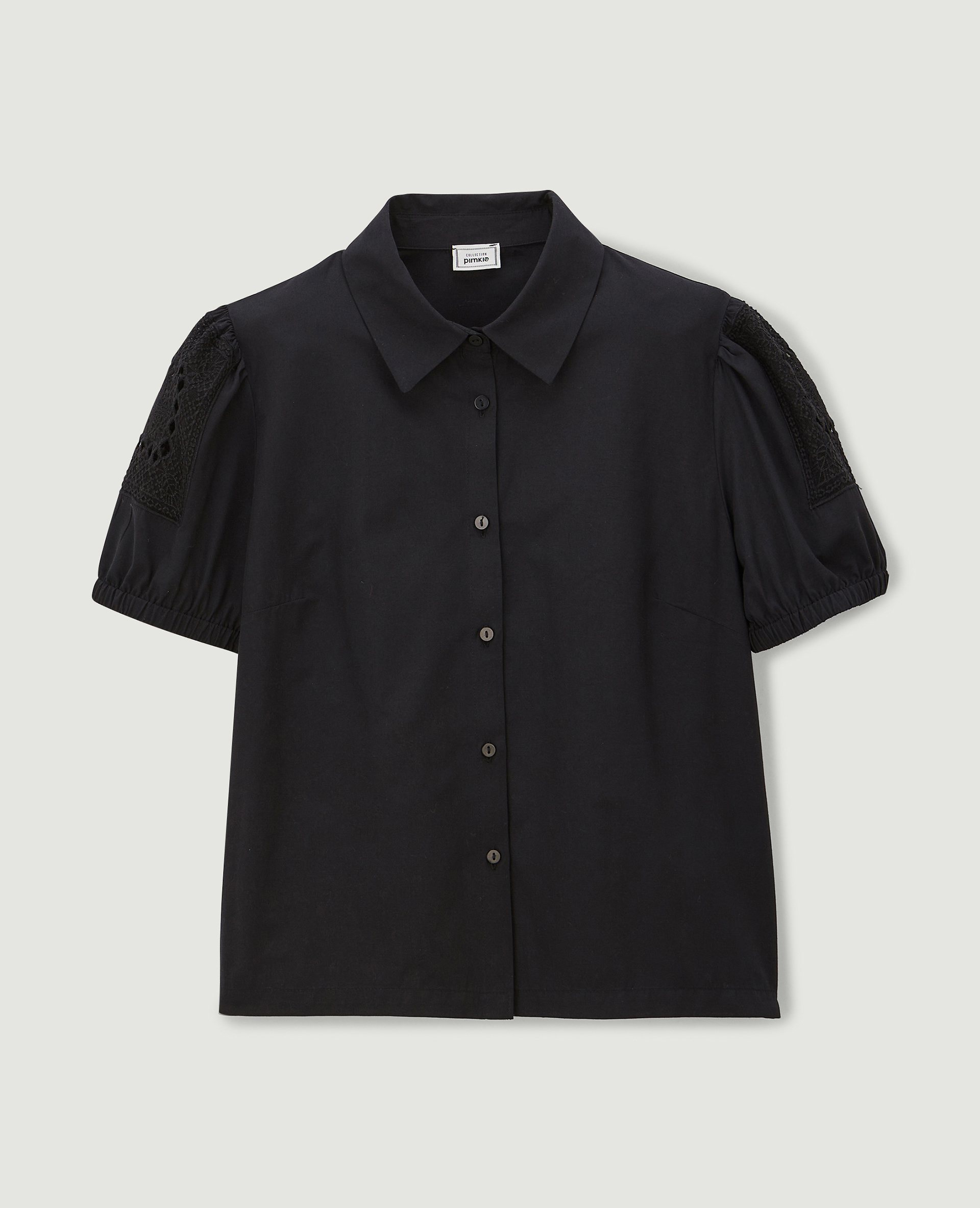 Chemise courte avec dentelle noir - Pimkie