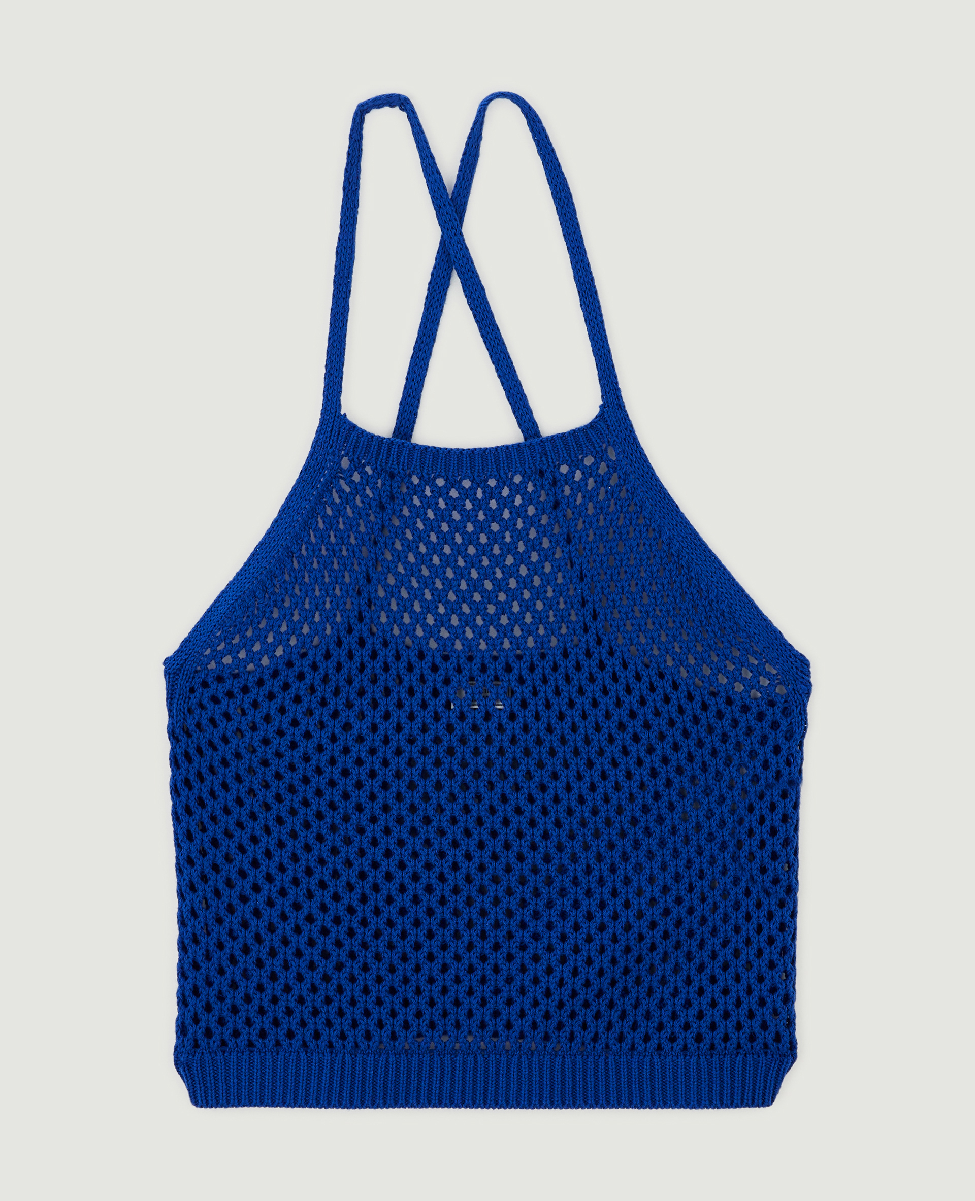 Top en maille ajourée bretelles croisées bleu électrique - Pimkie