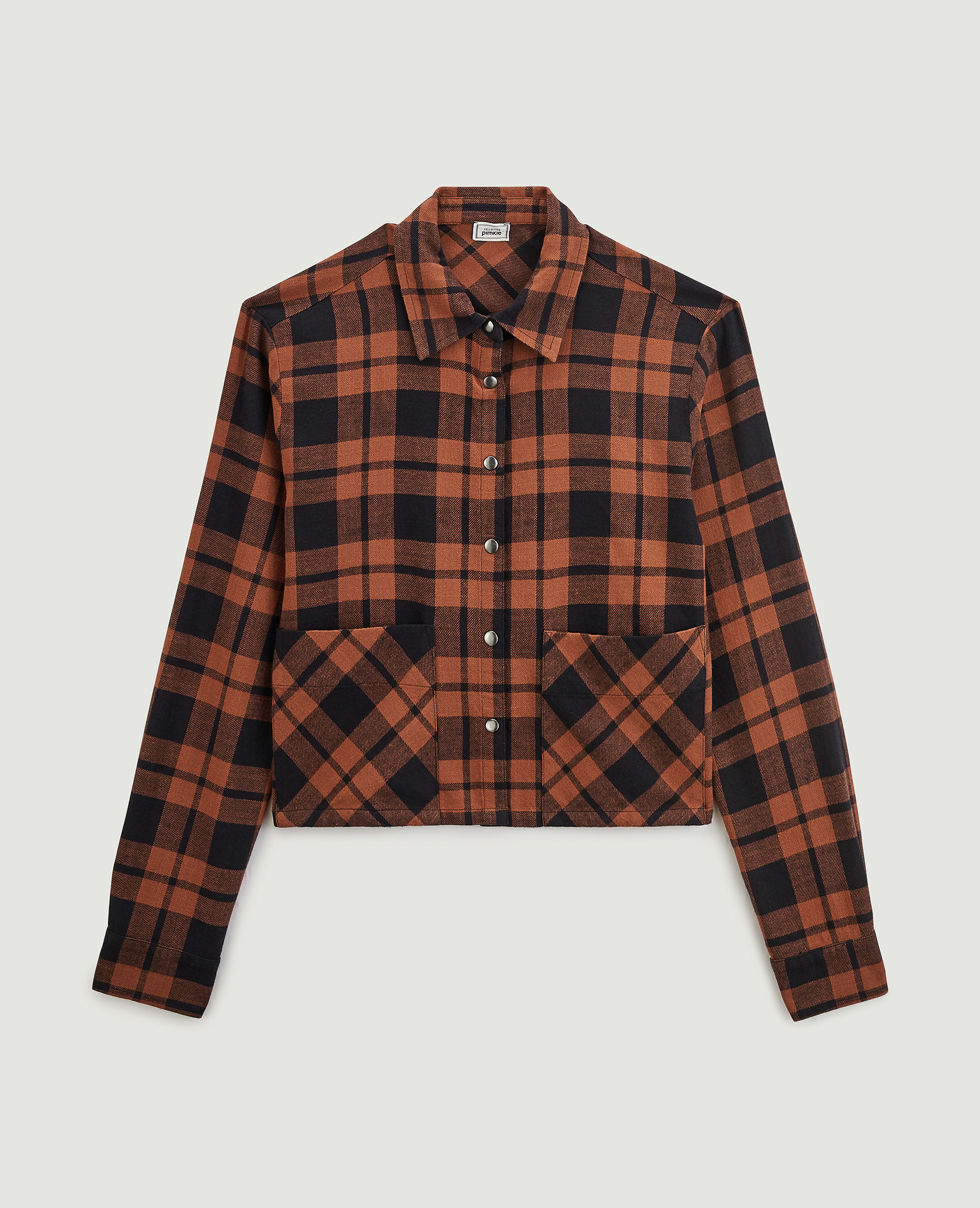 Chemise courte à carreaux orange - Pimkie