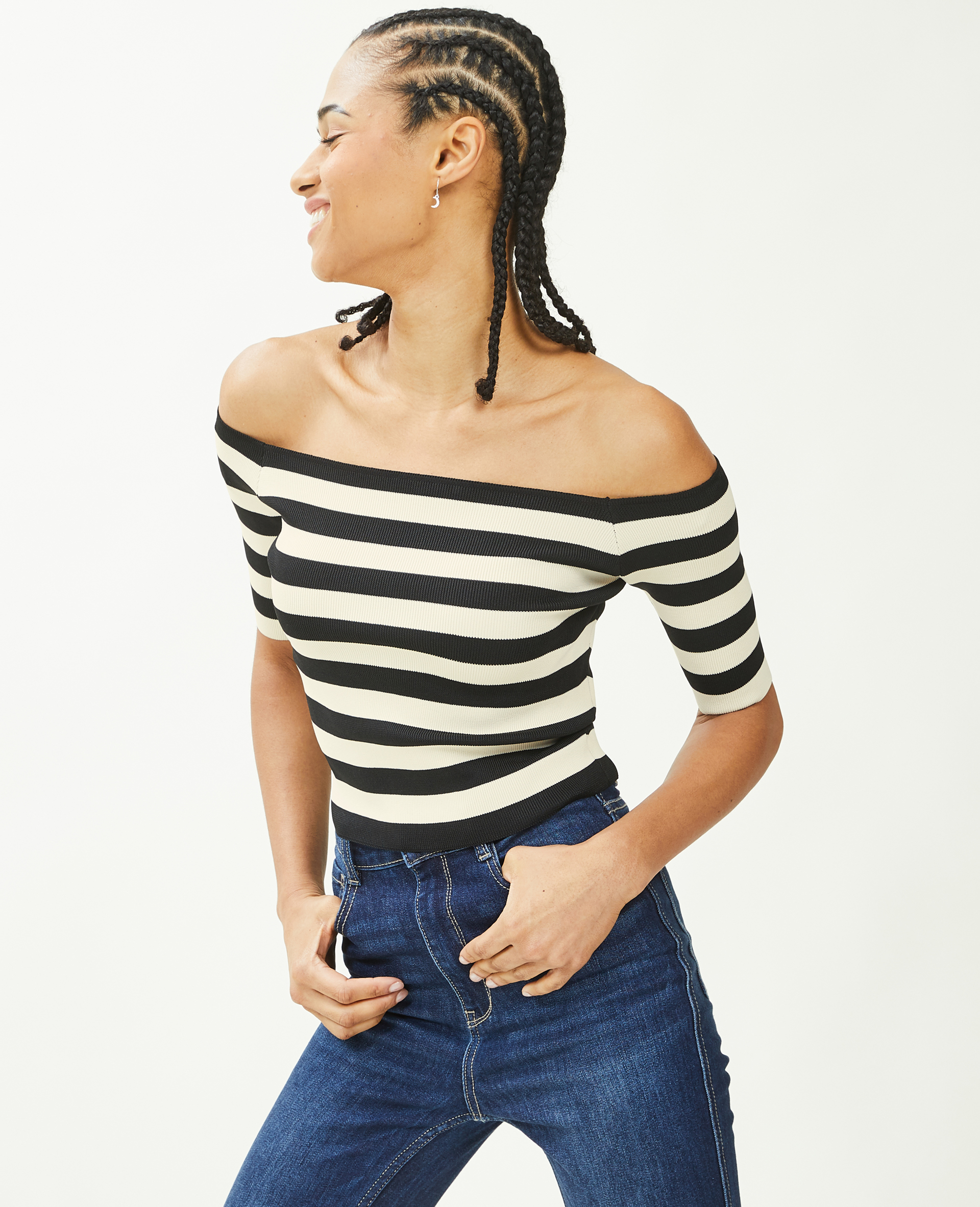 Top encolure Bardot blanc - Pimkie