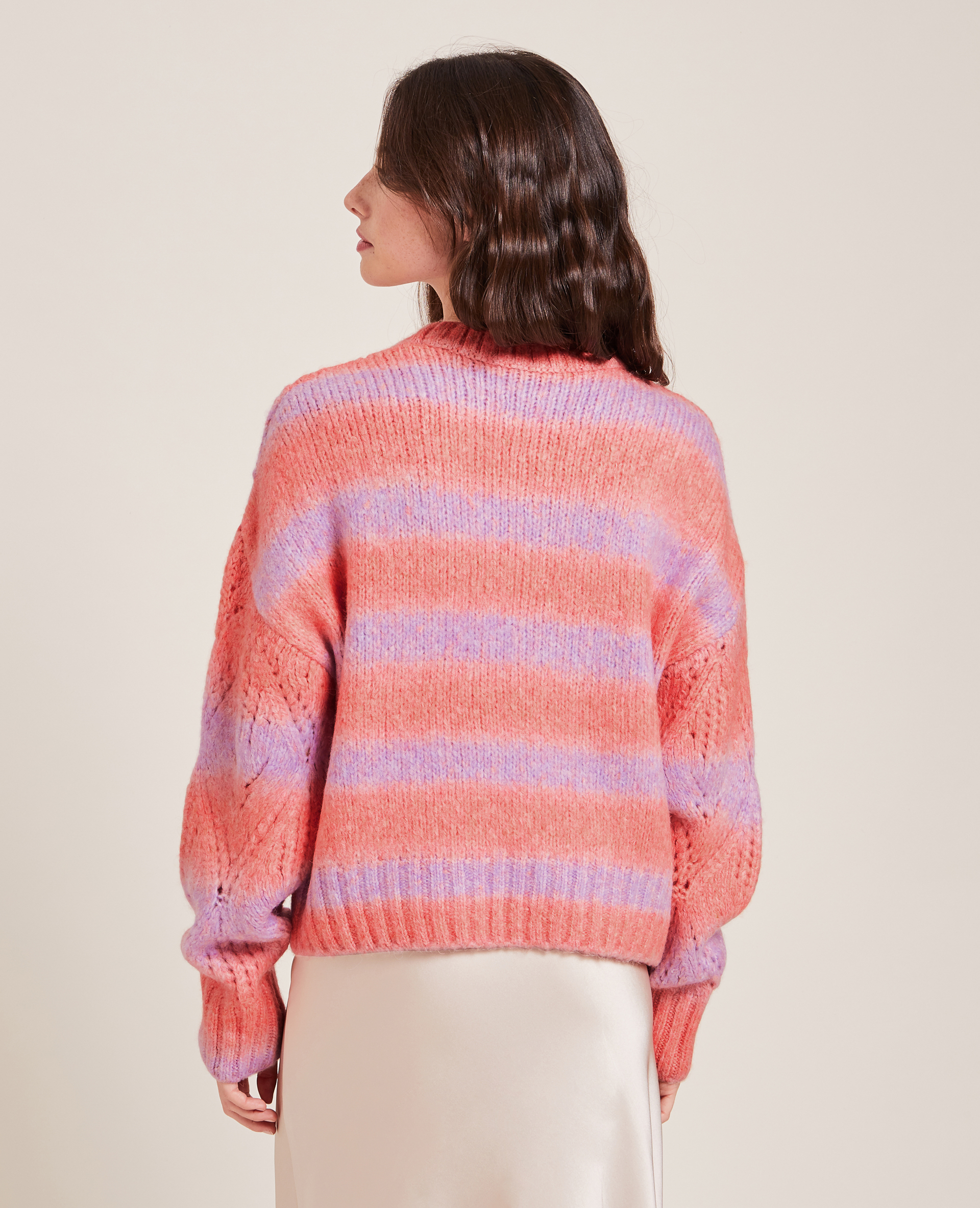 Pull bicolore maille ajourée rose - Pimkie