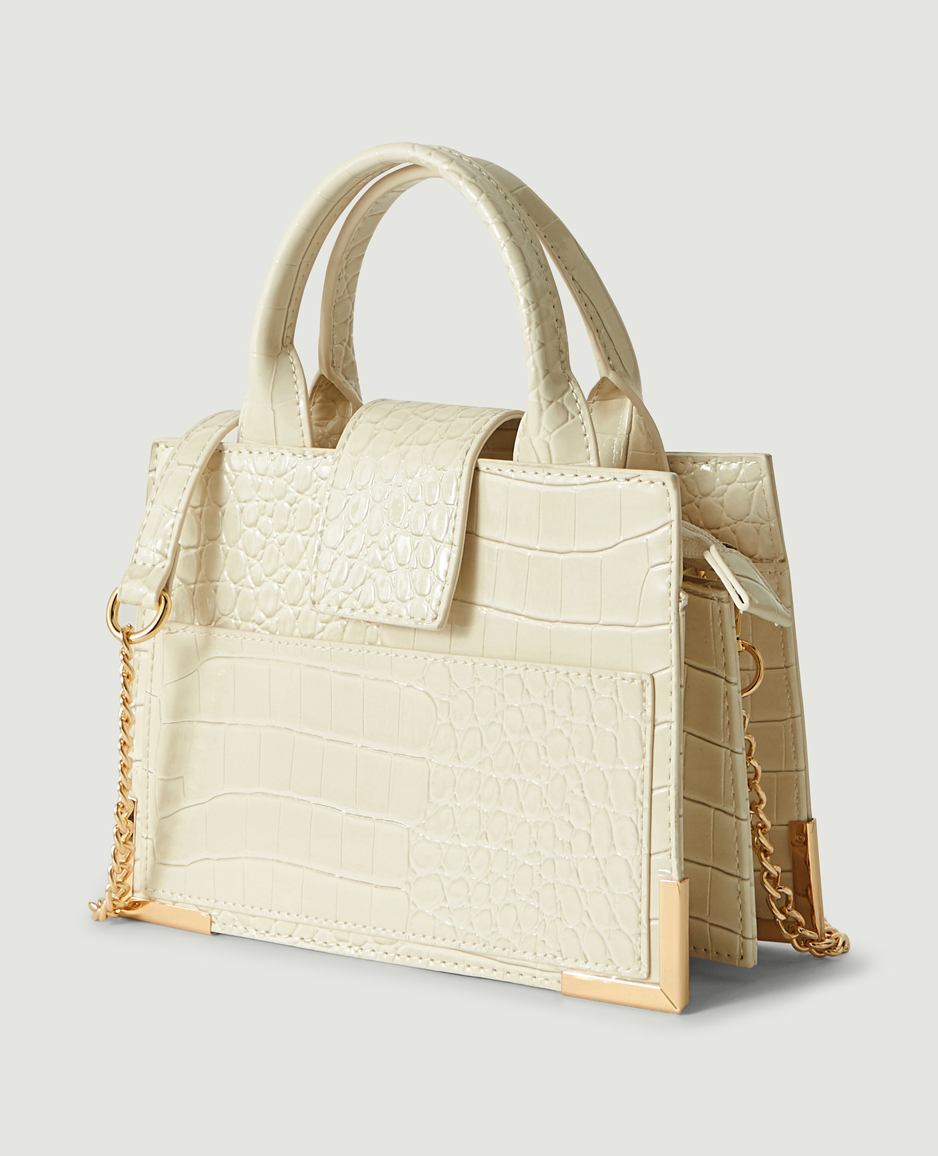 Sac boxy effet croco blanc - Pimkie