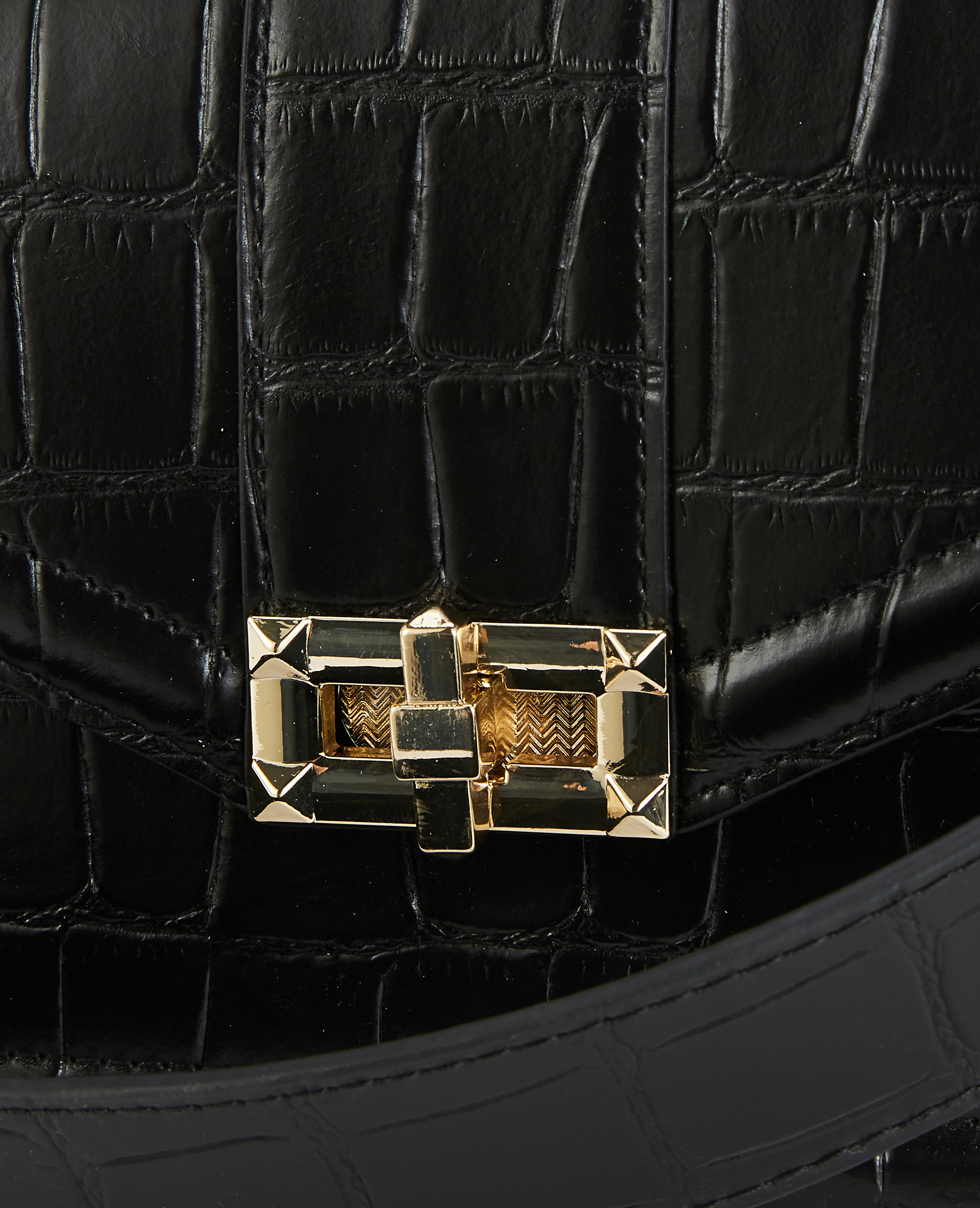 Sac boxy effet croco noir - Pimkie