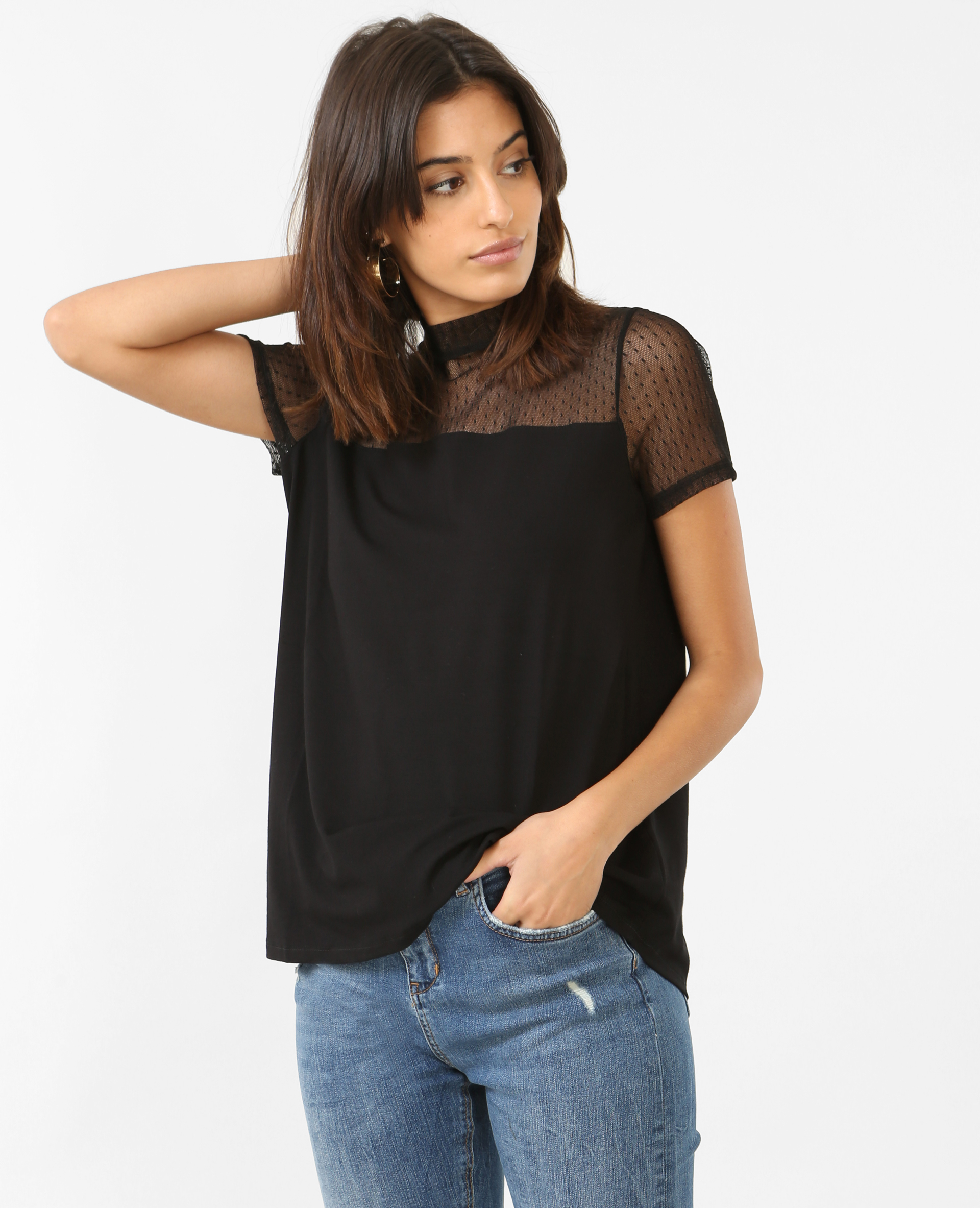 T shirt sales en tulle noir