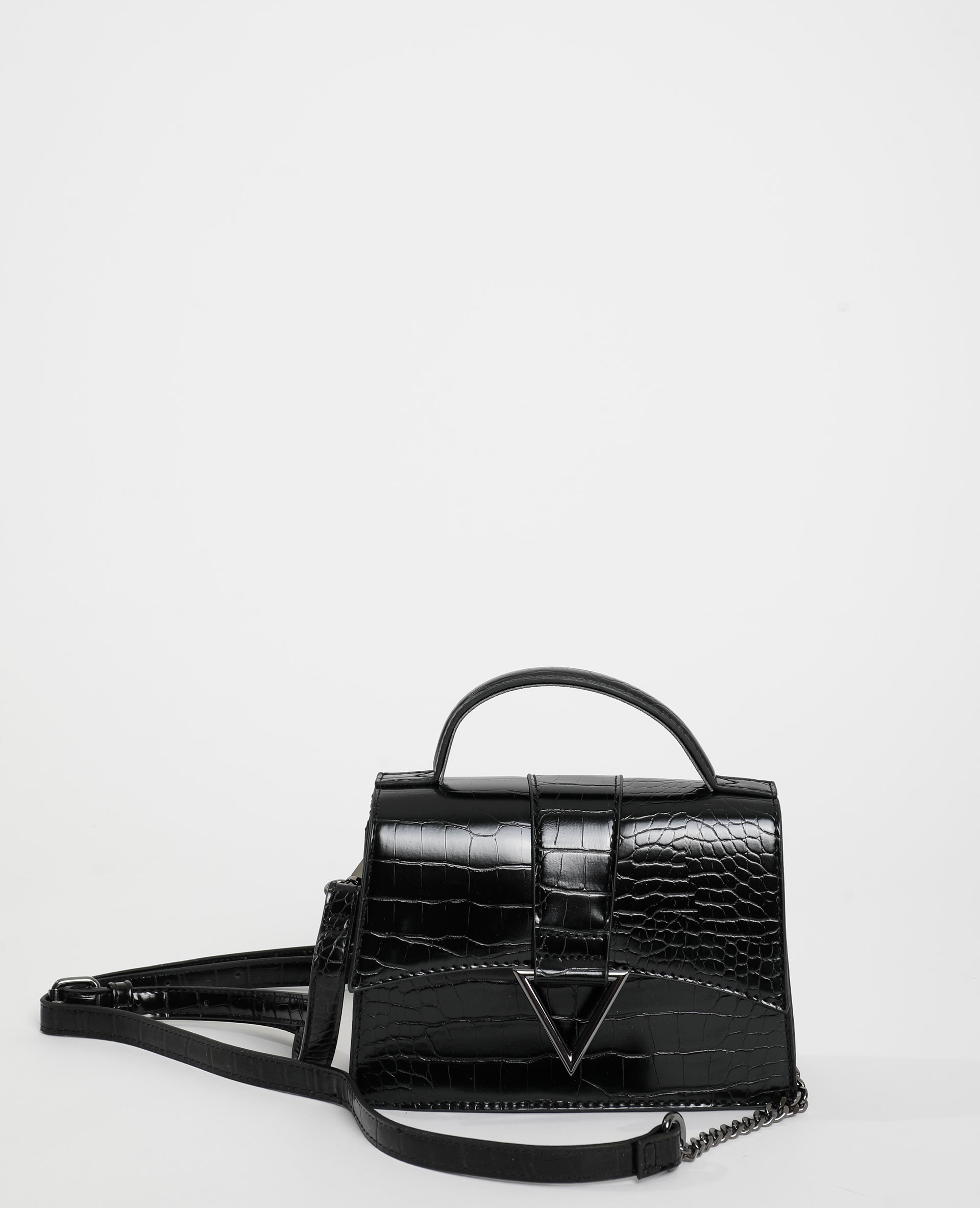 Sac boxy effet croco noir - Pimkie